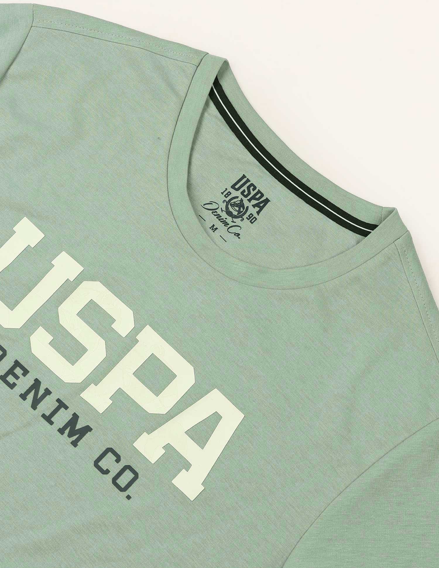 Brand Printed Muscle Fit T-Shirt Green - U.S. Polo Assn. India | Large