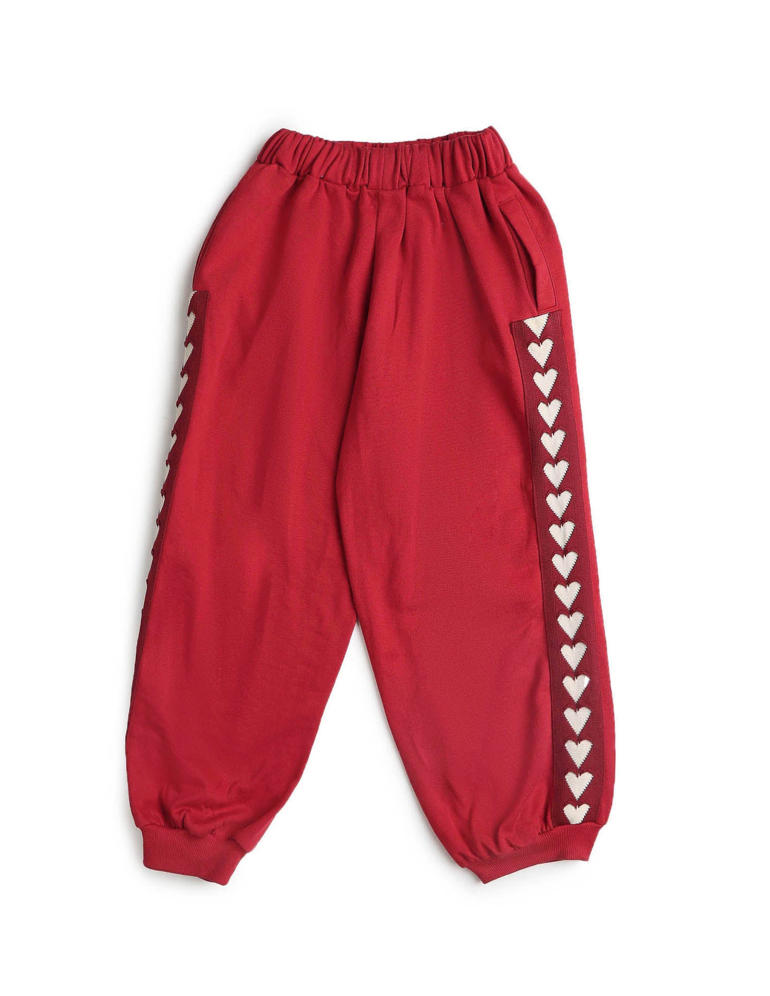 Girls Heart Patterned Knit Mid Rise Joggers Red - U.S. POLO ASSN. | Large