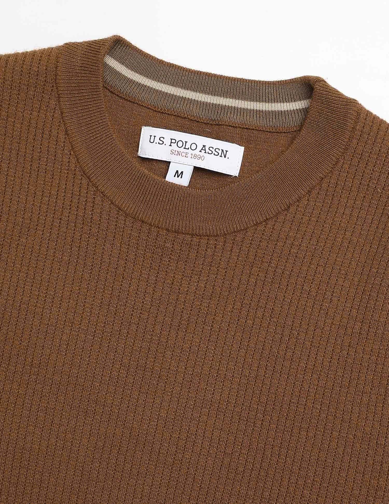 Patterned Knit Regular Fit Sweater Mustard - U.S. POLO ASSN. | Large