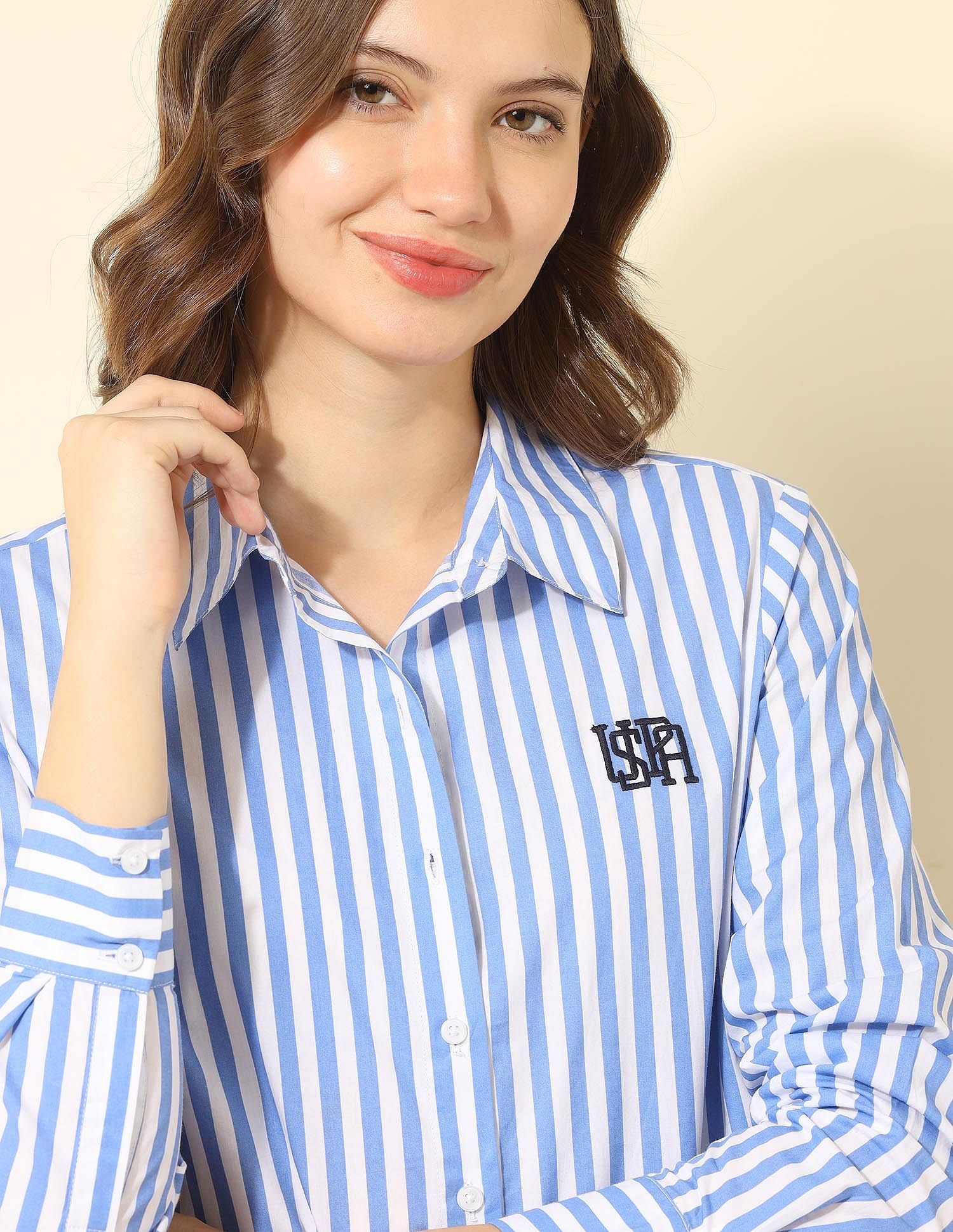 Regular Fit Vertical Striped Shirt Light Blue - U.S. POLO ASSN. | Large