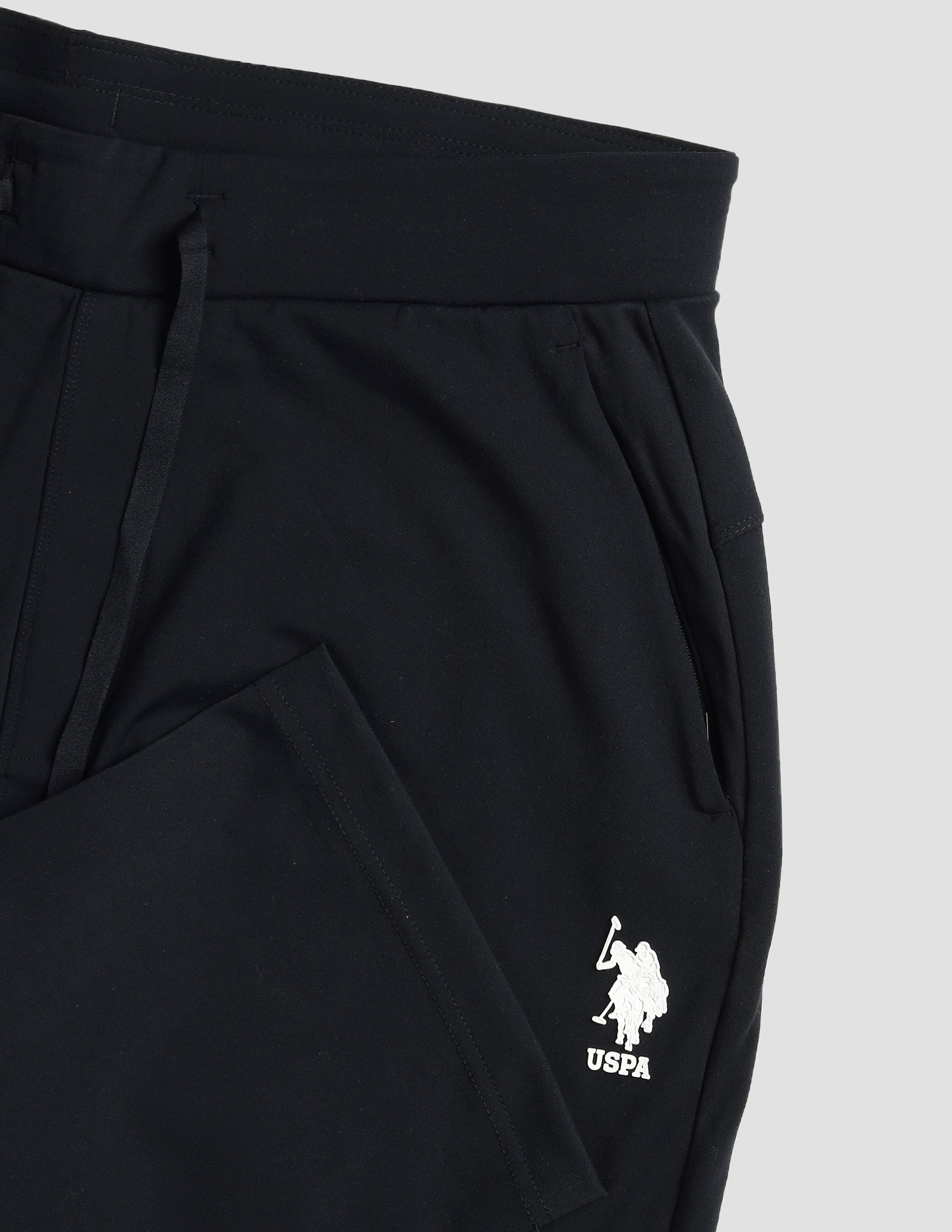 Slim Fit Mid Rise Active Track Pants Black - U.S. Polo Assn. India | Large