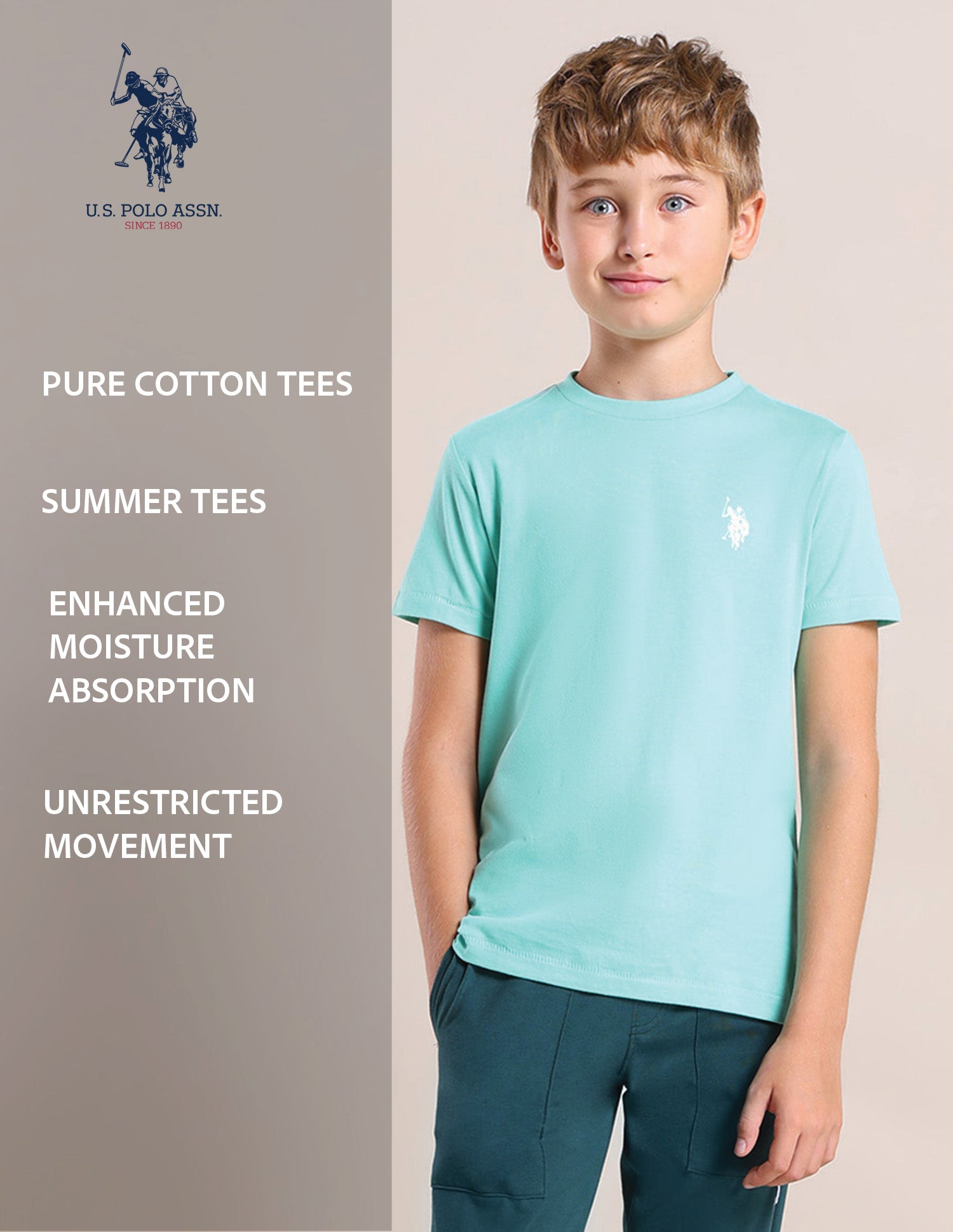 Boys Comfort Fit Pure Cotton T-Shirt - Pack Of 2 Yellow and Green - U.S. POLO ASSN. | Large