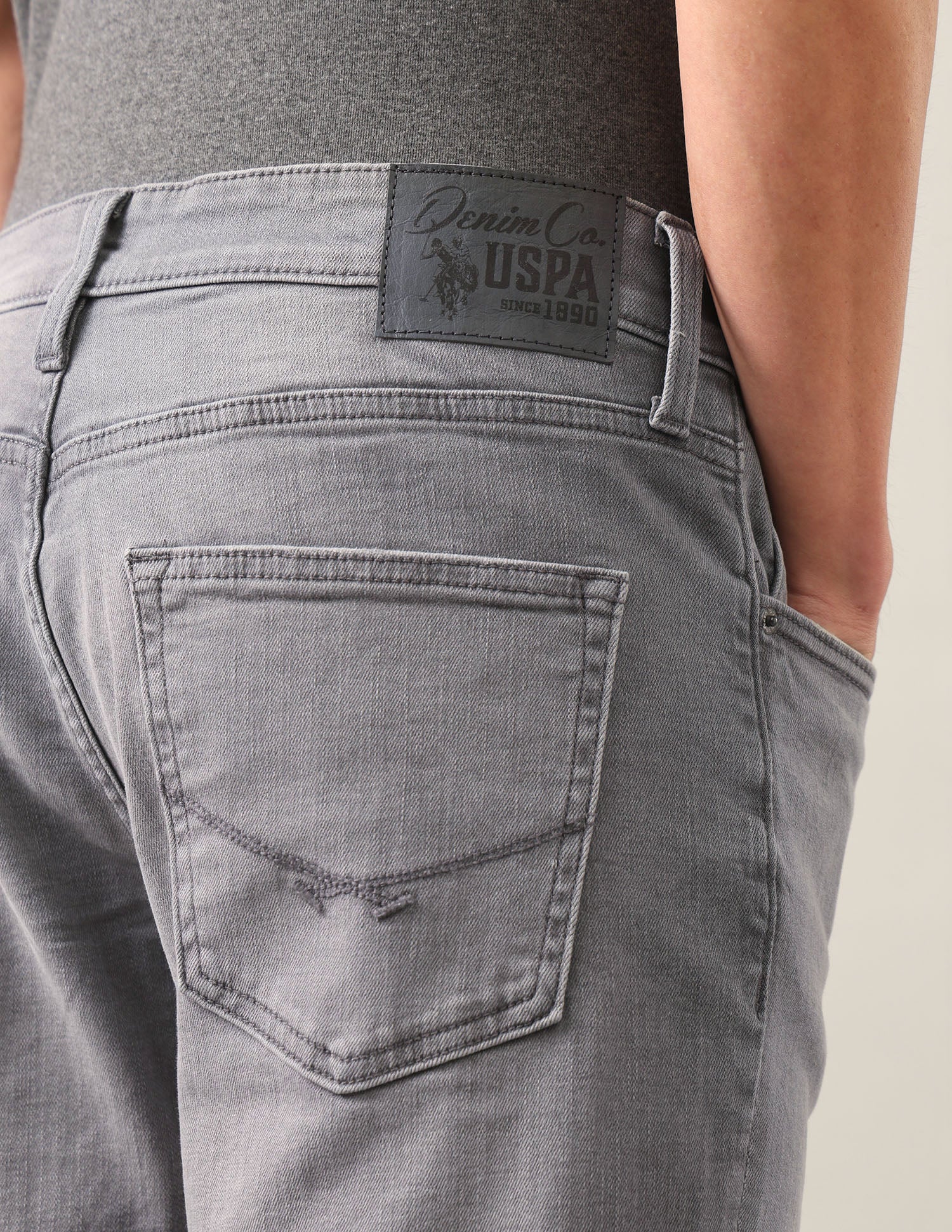 Harold Slim Straight Fit Grey Jeans Grey - U.S. Polo Assn. India | Large