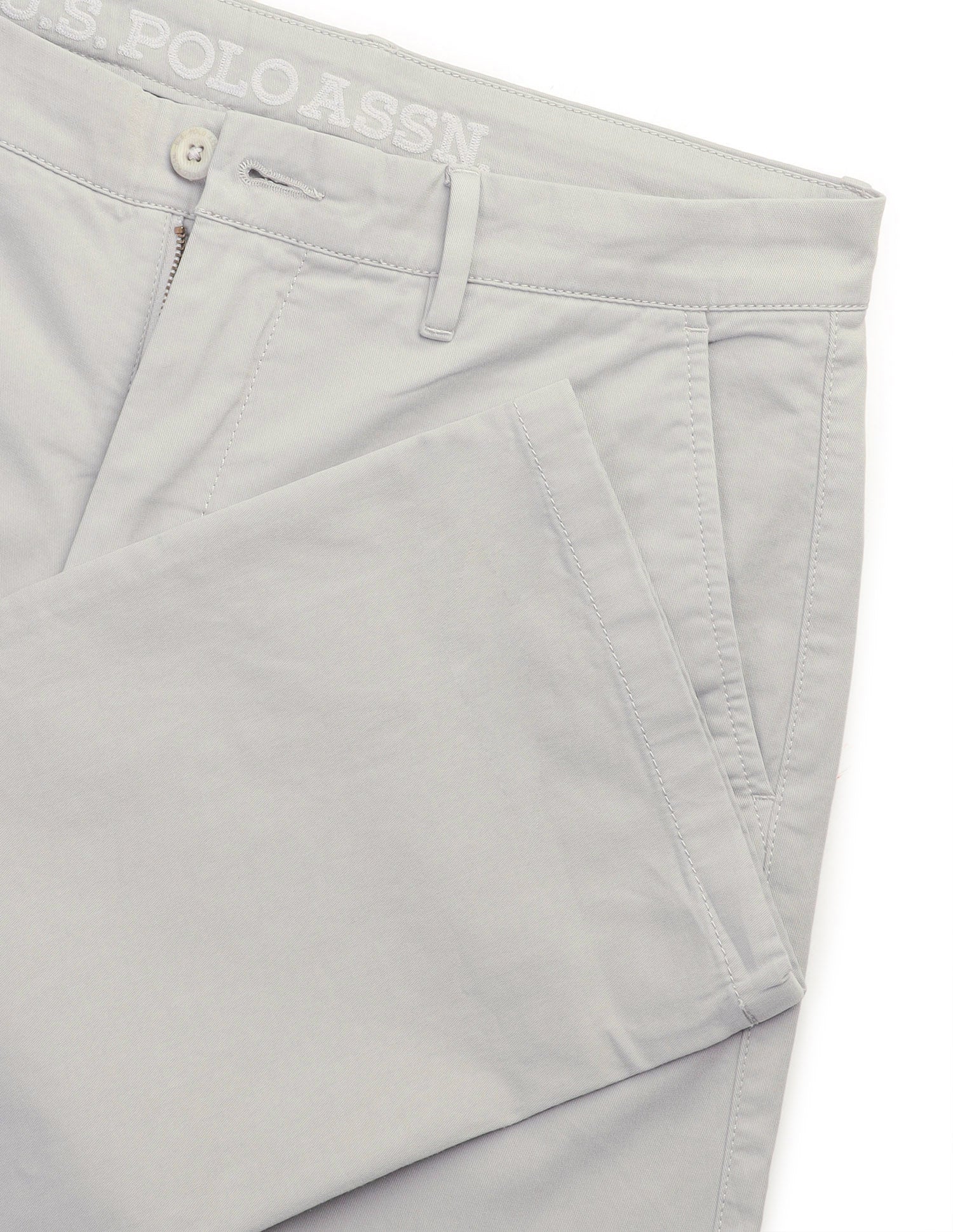 Riley straight fit Twill Trousers Light Grey - U.S. Polo Assn. India | Large
