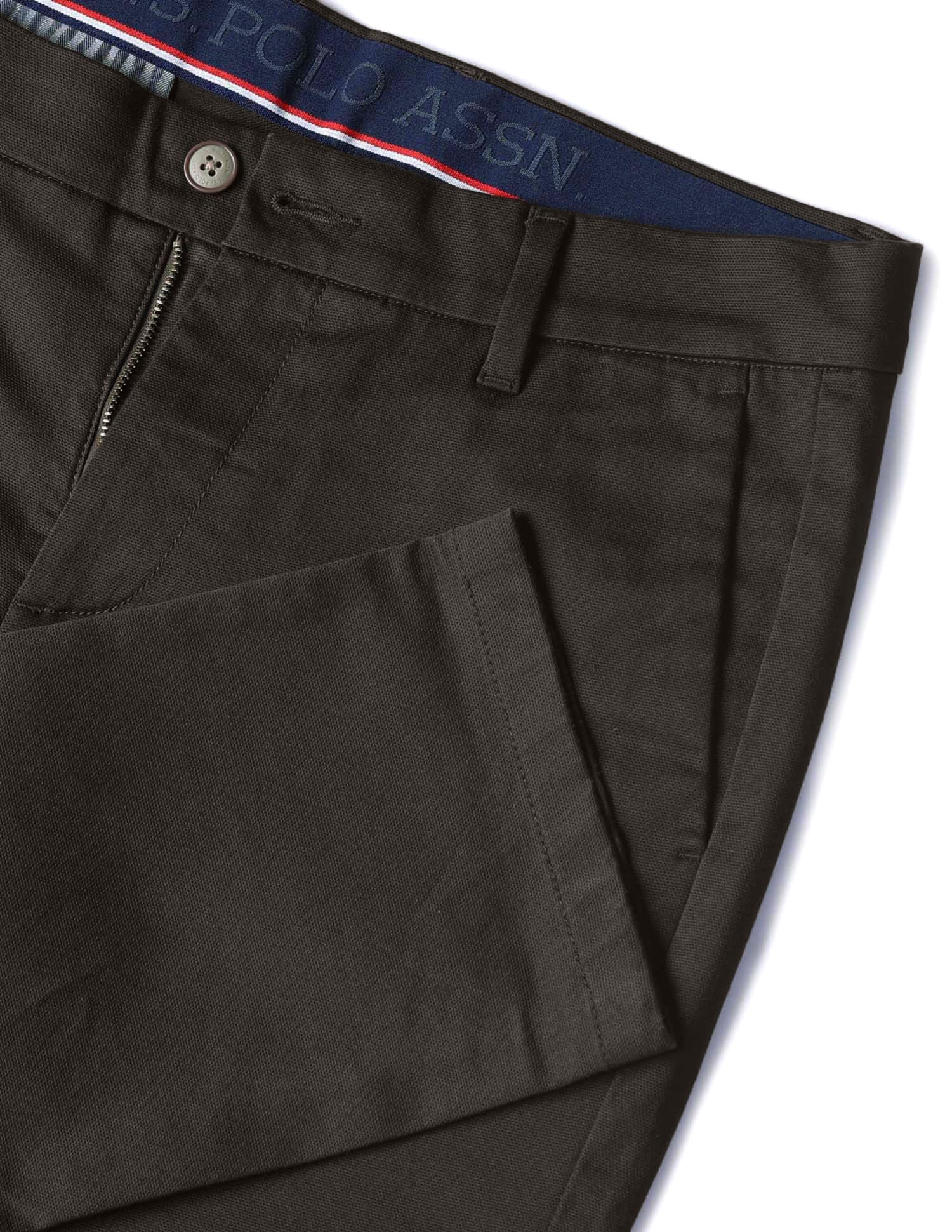 Dobby Denver Slim Fit Trousers Choco Brown - U.S. POLO ASSN. | Large