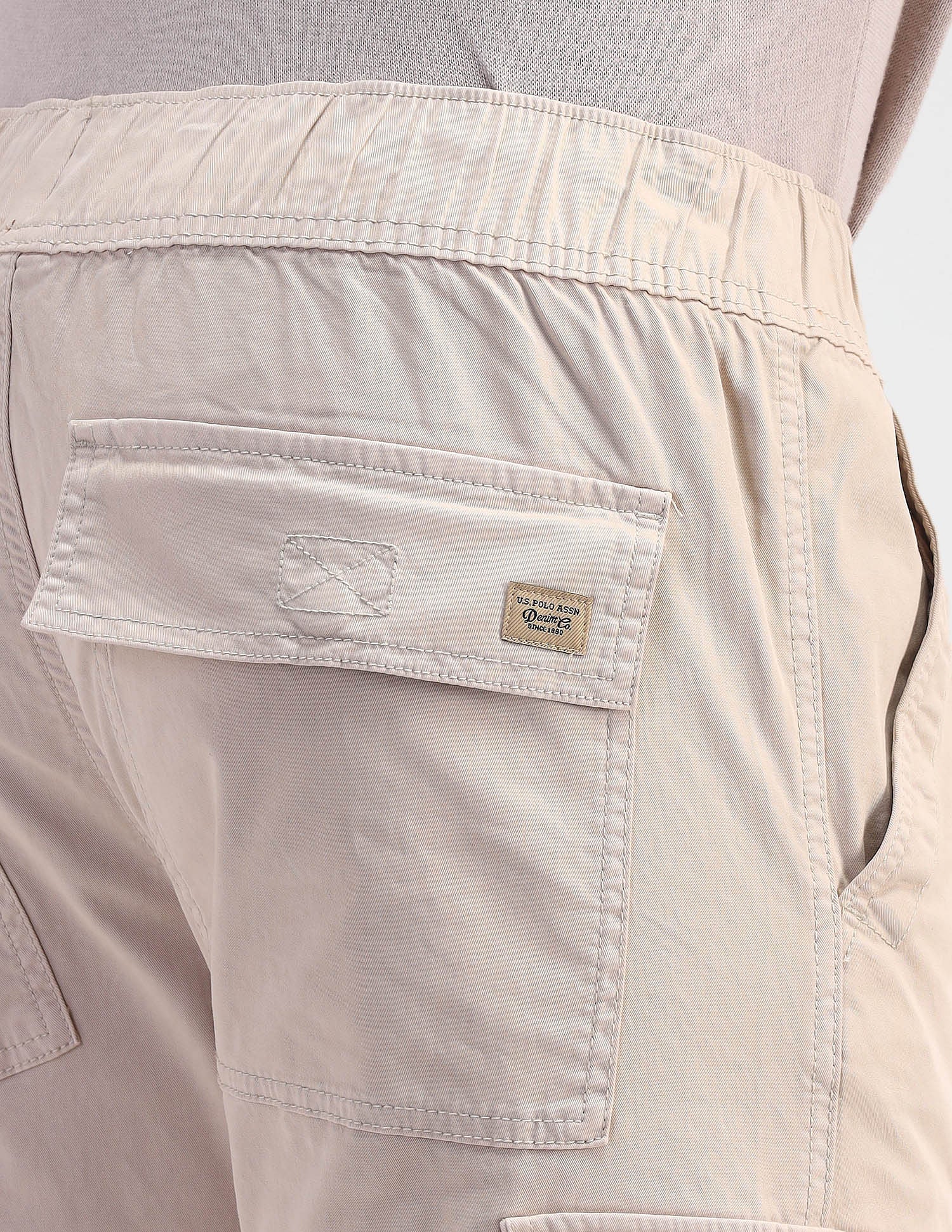 Solid Straight Fit Trousers Stone - U.S. POLO ASSN. | Large