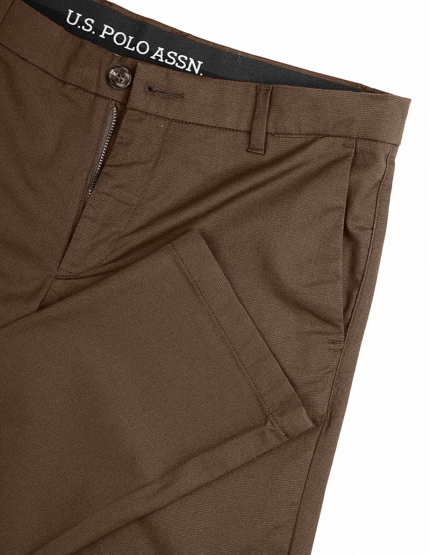 Denver Slim Fit Varsity Theatre Trousers Brown - U.S. POLO ASSN. | Large