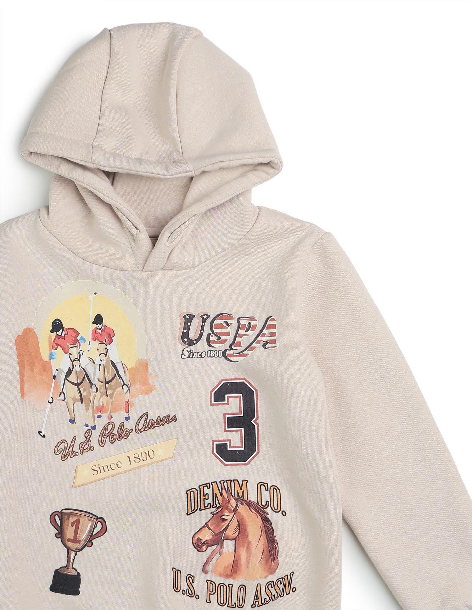 Boys Graphic Brand Printed Regular Fit Sweatshirt Light Brown - U.S. POLO ASSN. | Large