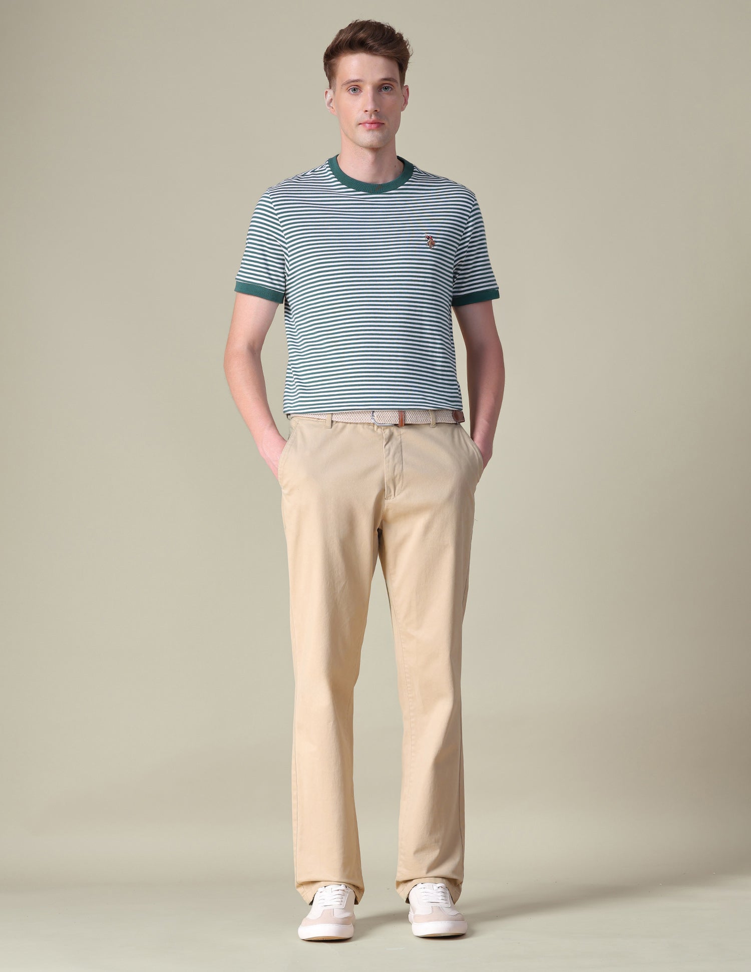 Horizontal Striped Slim Fit T-Shirt Dark Green - U.S. POLO ASSN. | Large