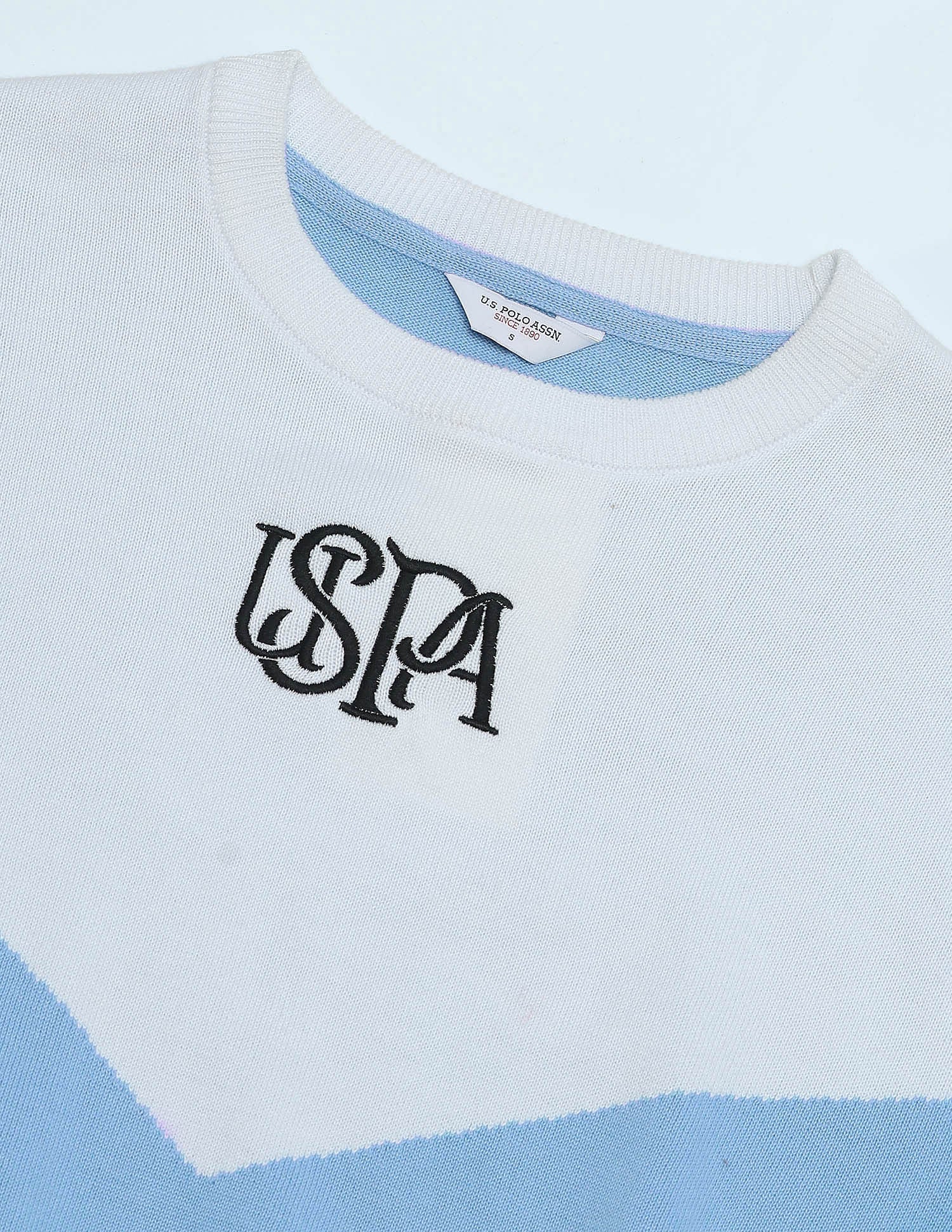 Coloublocked Logo Sweater Light Blue - U.S. POLO ASSN. | Large