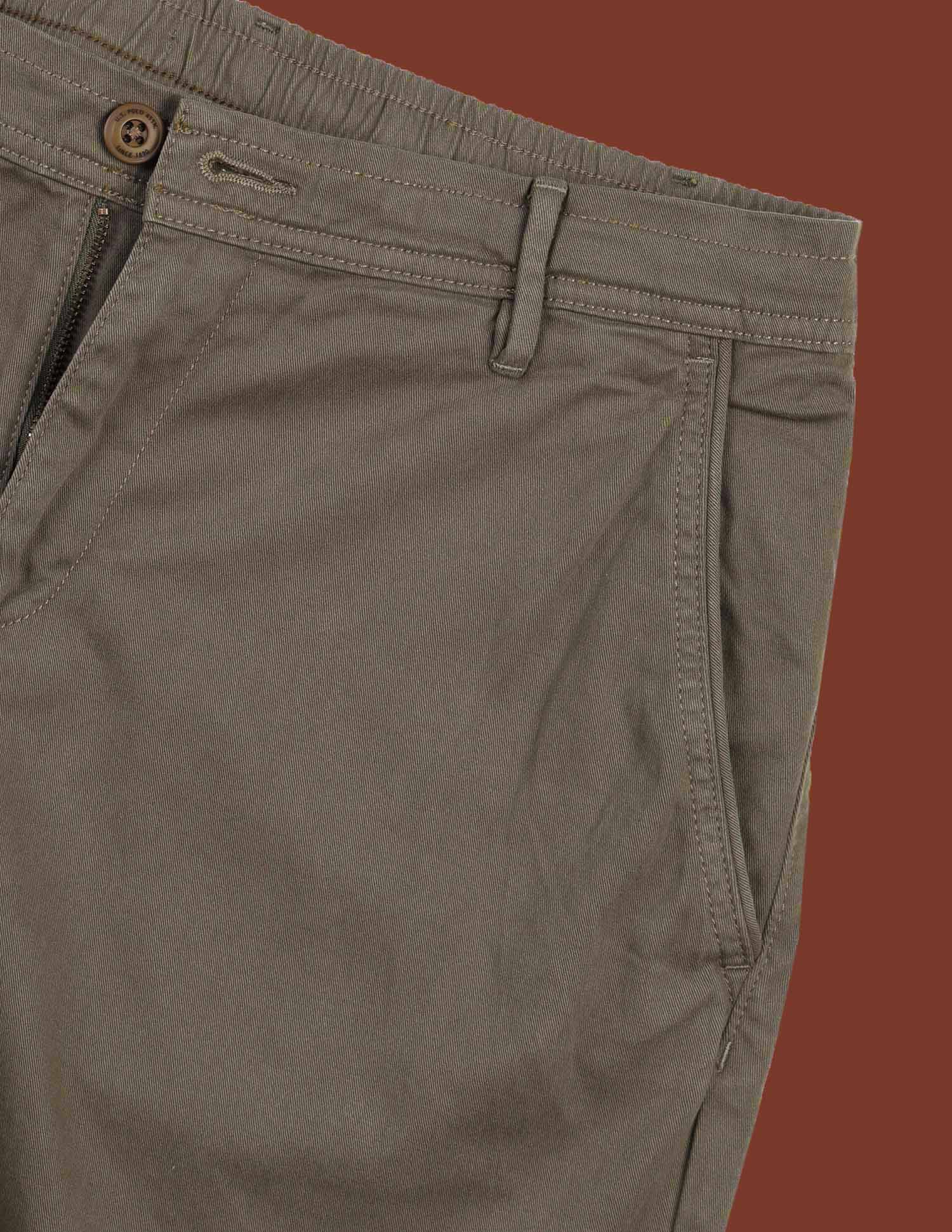 Solid Slim Fit Chino Shorts Olive - U.S. Polo Assn. India | Large