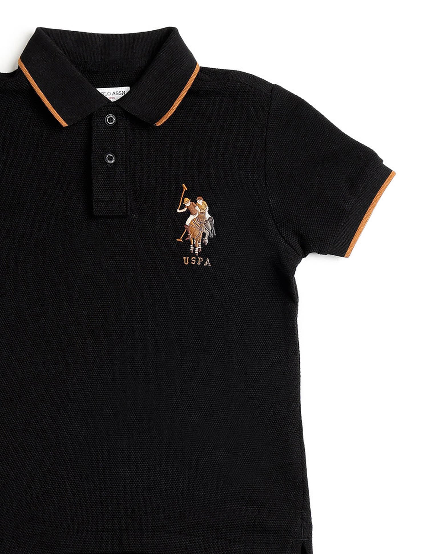 Boys Graphic Brand Printed Polo Shirt Black - U.S. POLO ASSN. | Large