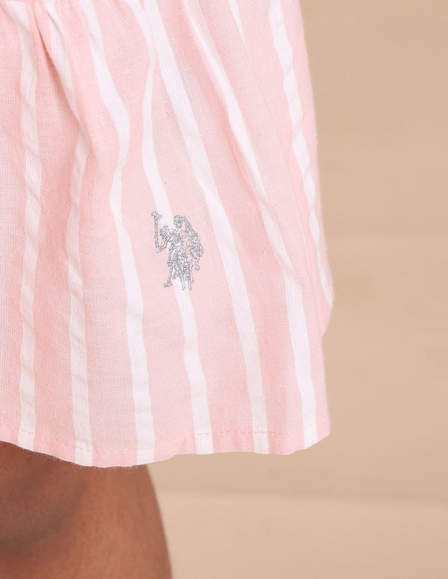 Girls Vertical Stripe Cotton Dress Pink - U.S. POLO ASSN. | Large