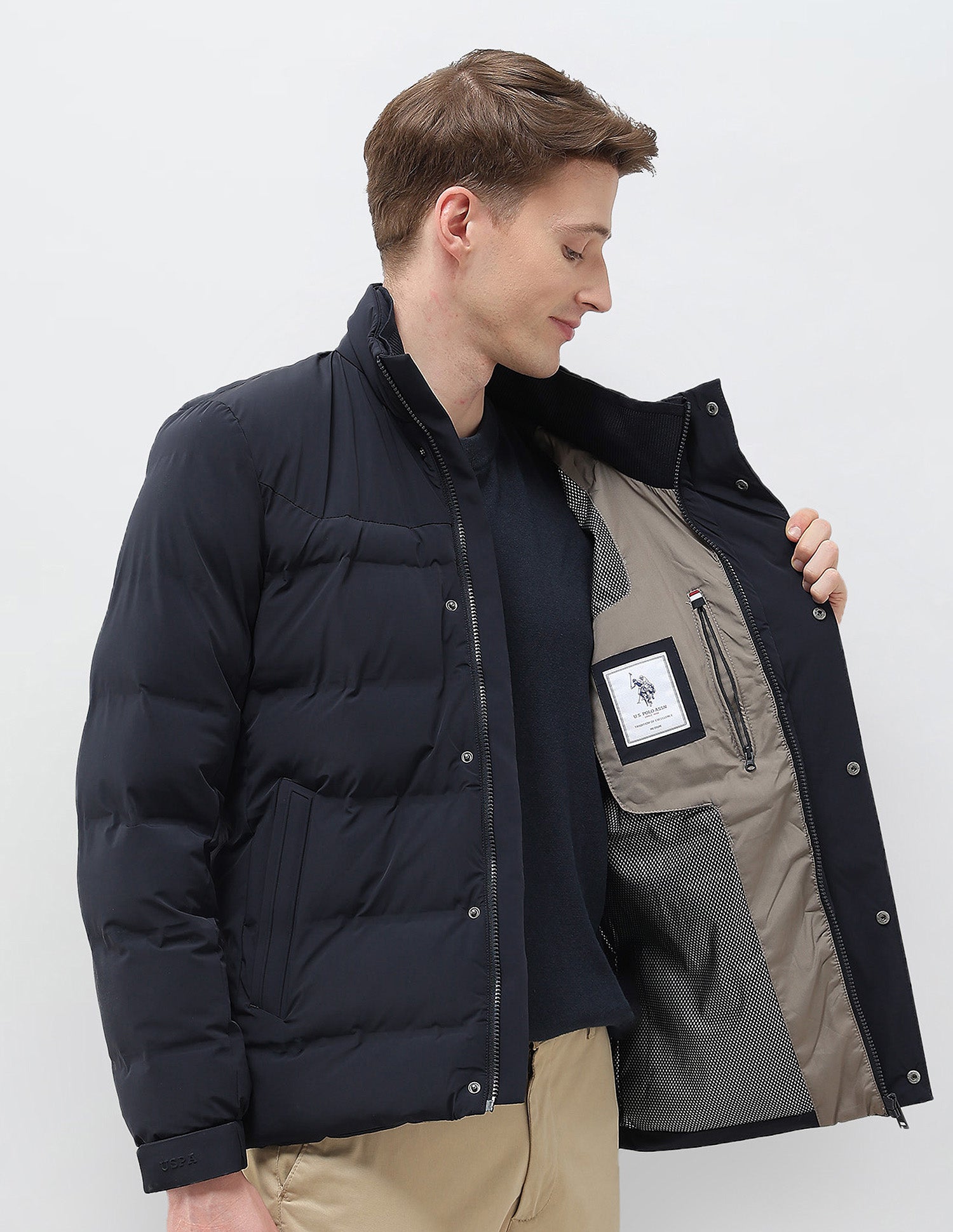 High Neck Regular Fit Smartheat Jacket Navy - U.S. POLO ASSN. | Large