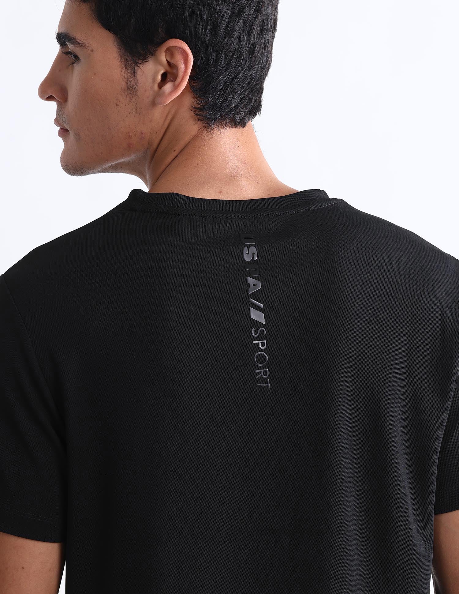 Brand Embossed Slim Fit T-Shirt Black - U.S. Polo Assn. India | Large