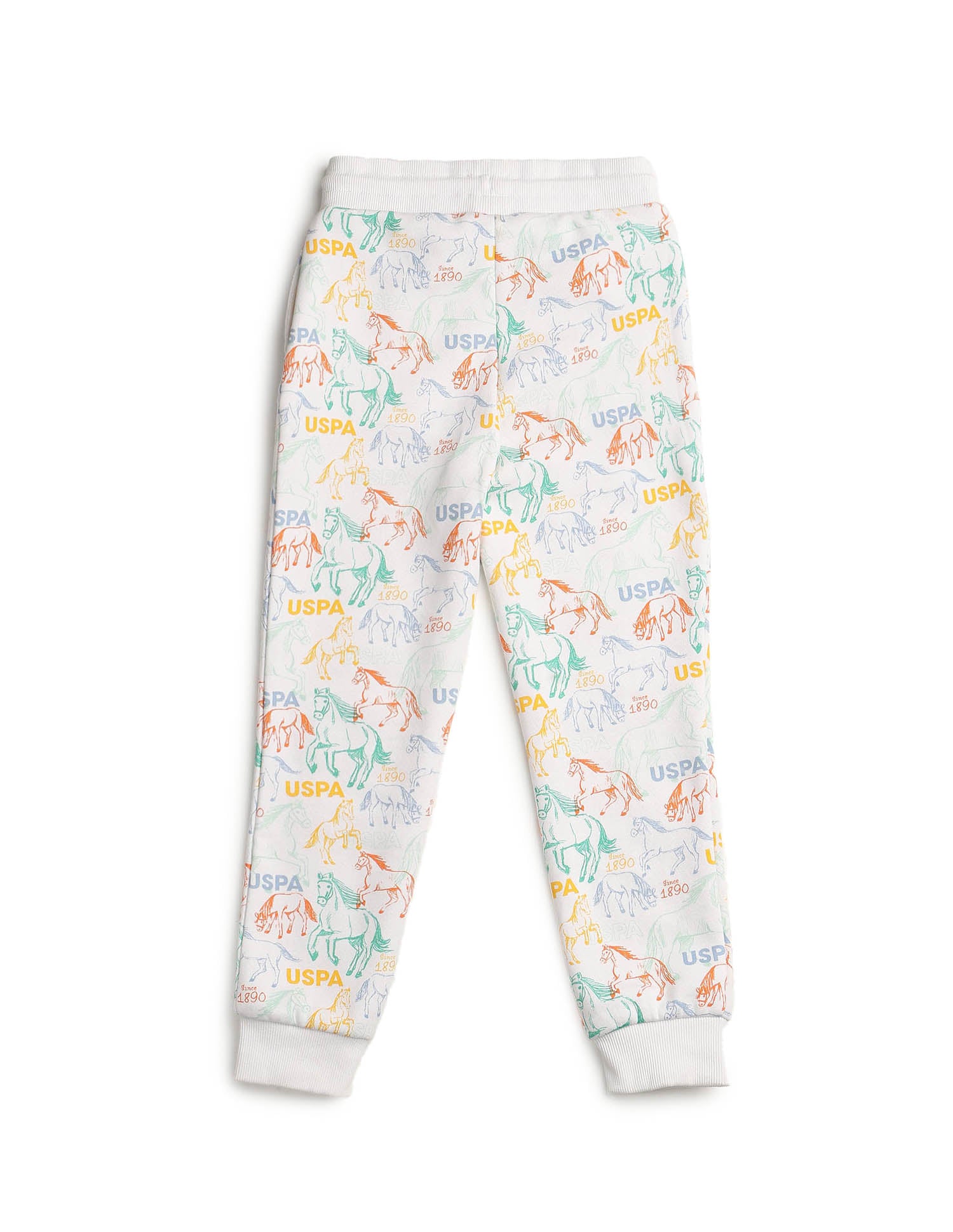 Boys Graphic Brand Printed Regular Fit Joggers White - U.S. POLO ASSN. | Large