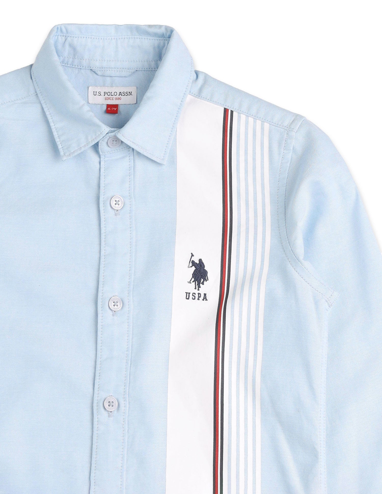 Boys Vertical Striped Oxford Shirt Light Blue - U.S. POLO ASSN. | Large