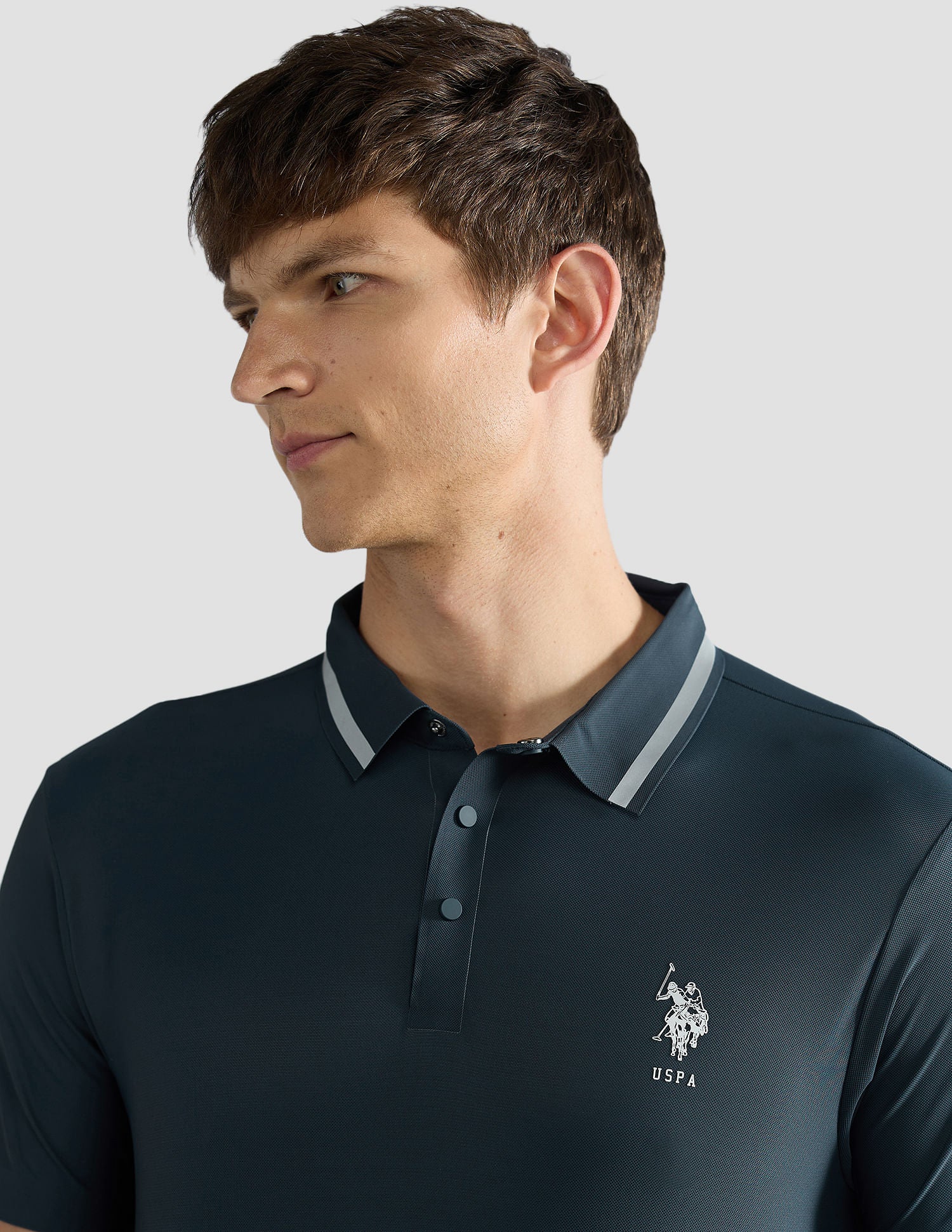 Solid Slim Fit Polo Shirt Blue - U.S. Polo Assn. India | Large
