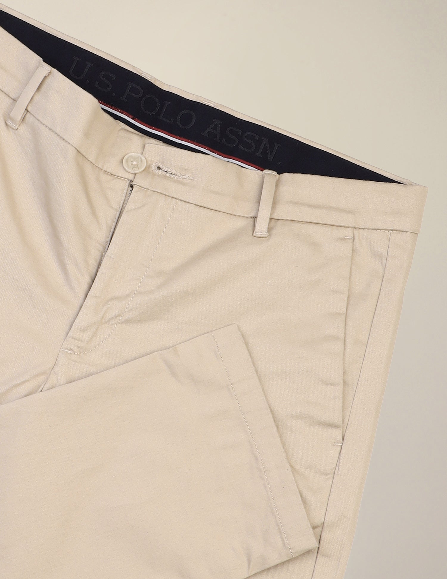 Denver Slim Fit Dobby Trousers Light Khaki - U.S. Polo Assn. India | Large