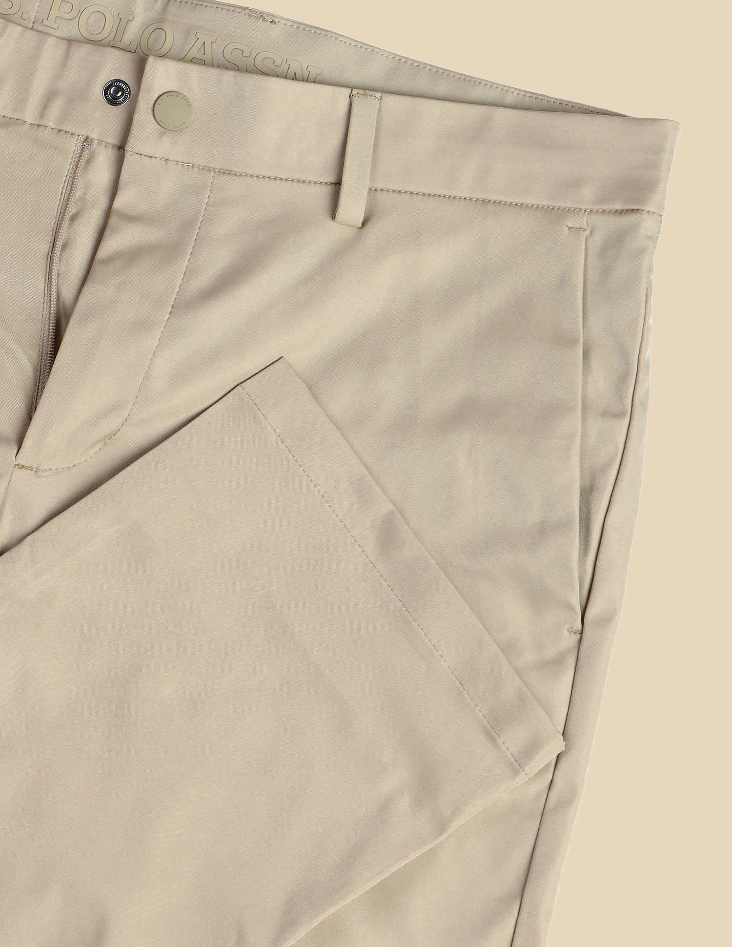 Solid Denver Slim Fit Trousers Khaki - U.S. Polo Assn. India | Large