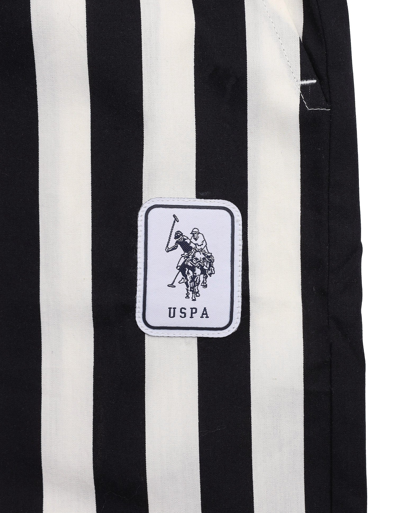 Vertical Striped Mid Rise OELP1 Lounge Pants Black - U.S. Polo Assn. India | Large