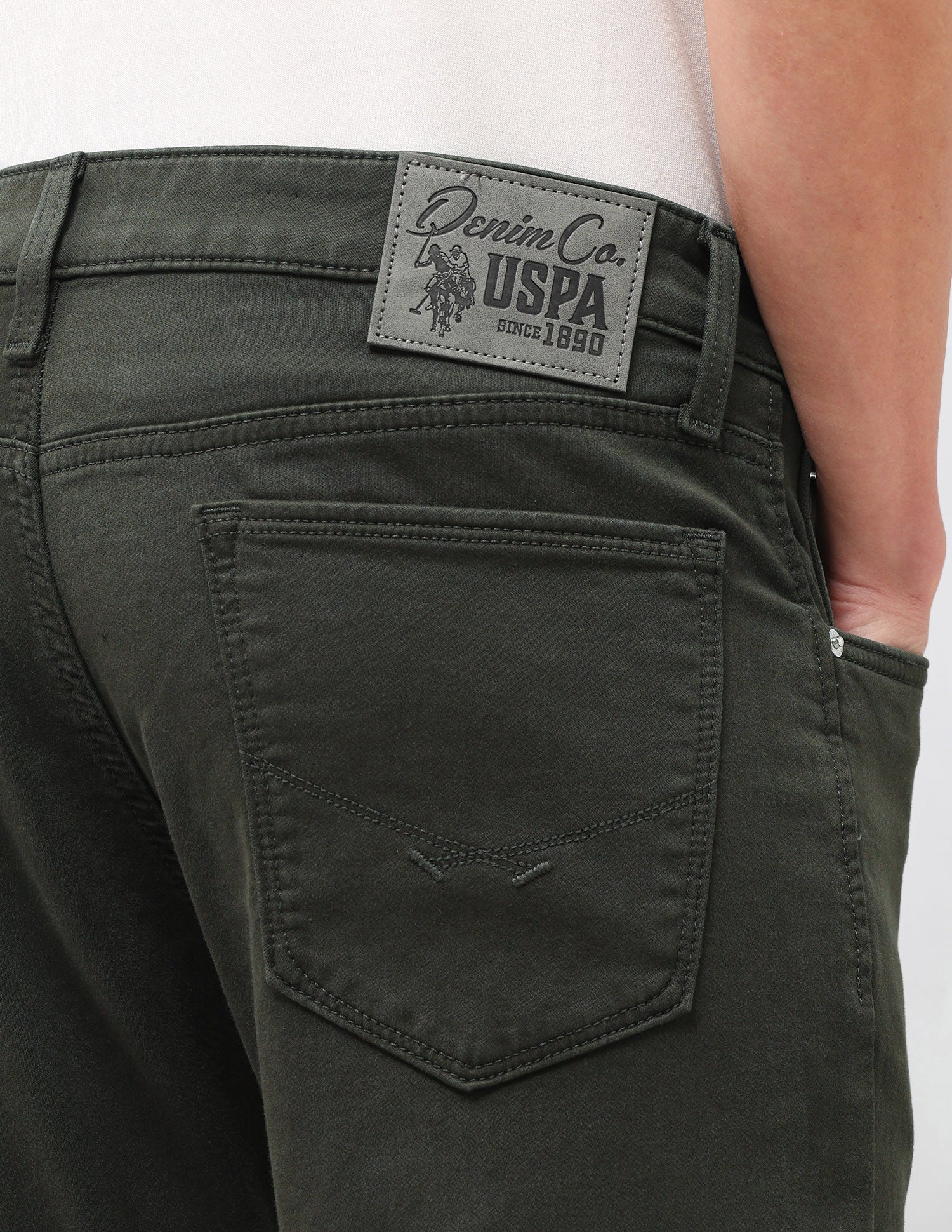 Brandon Slim-Tapered Fit Green Jeans Dark Olive - U.S. Polo Assn. India | Large