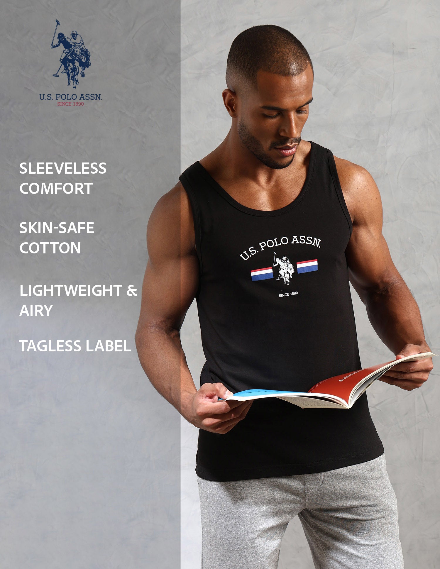 Brand Print Comfort Fit OEV02 Vest - Pack Of 1 Black - U.S. POLO ASSN. | Large