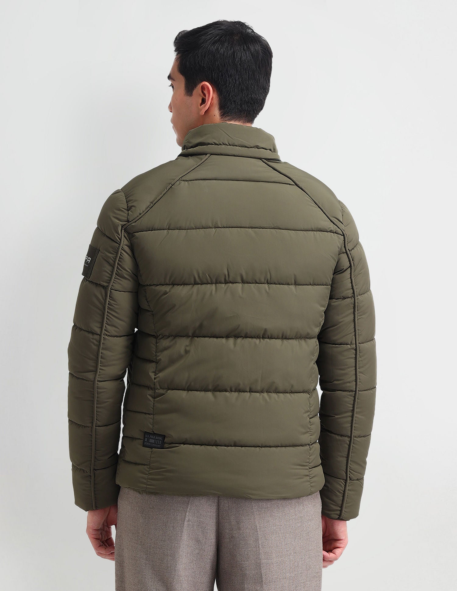 Regular Fit Solid Padded Jacket Olive - U.S. POLO ASSN. | Large