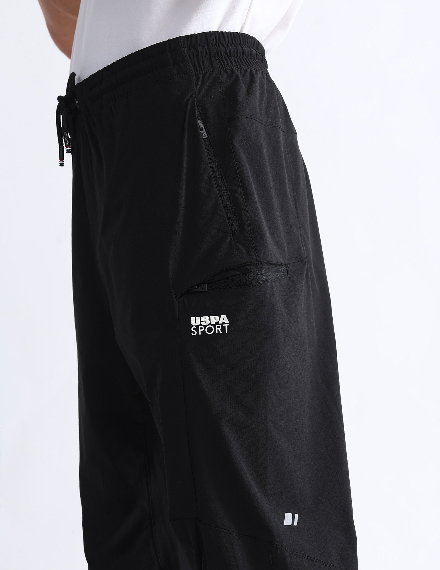 Solid Slim Fit Active Joggers Black - U.S. Polo Assn. India | Large