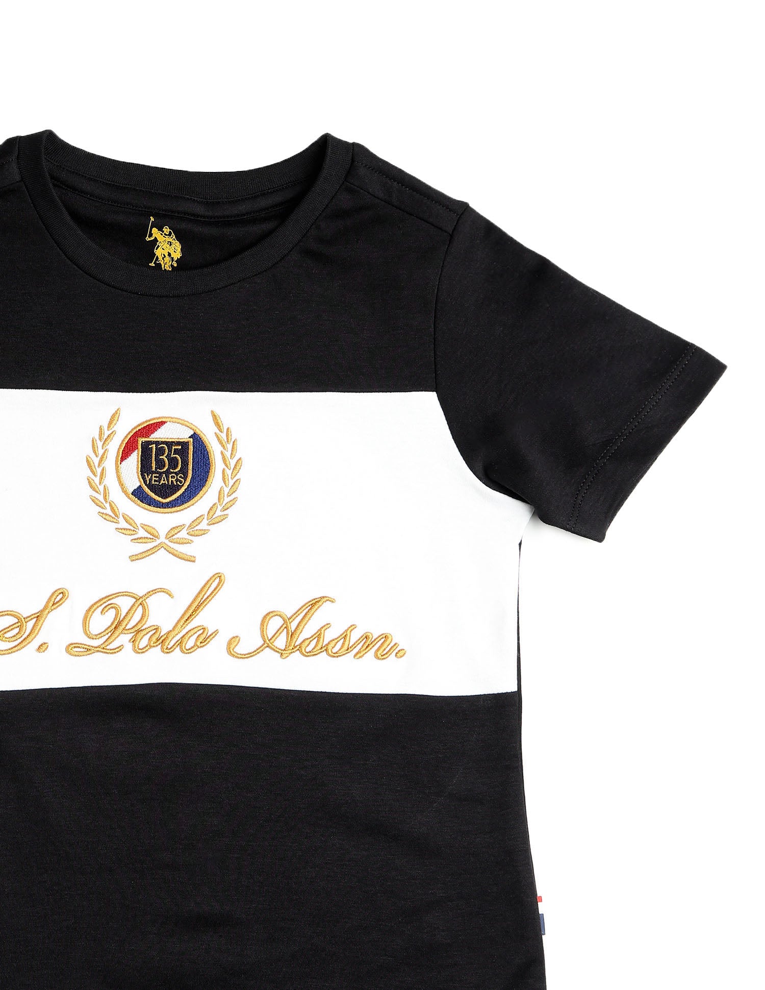 Boys Colour Blocked Regular Fit T Shirt Black - U.S. POLO ASSN. | Large