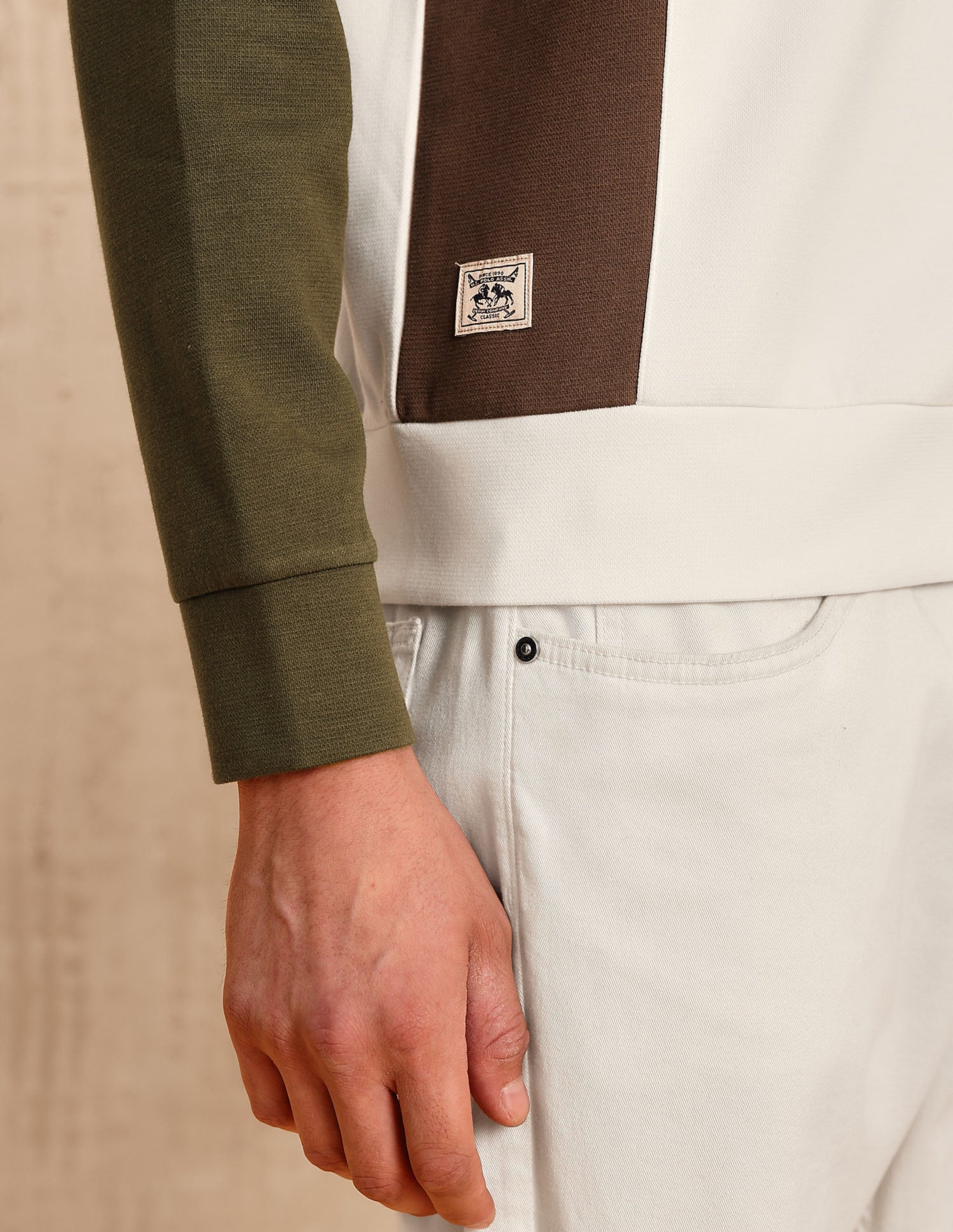 Colourblocked Legend Of Horseshoe Sweatshirt Ecru - U.S. POLO ASSN. | Large