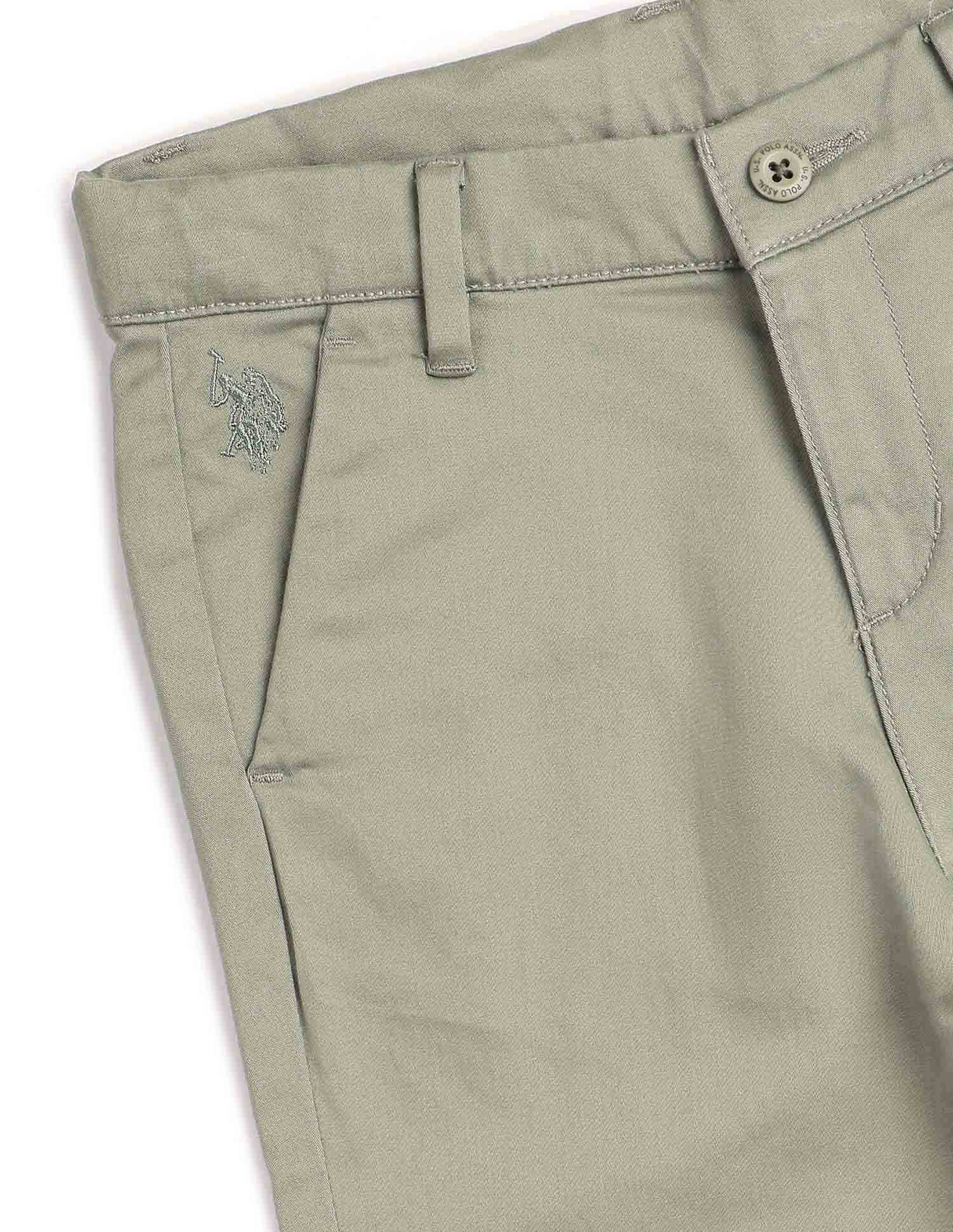 Boys Slim Fit Solid Trousers Mint - U.S. POLO ASSN. | Large