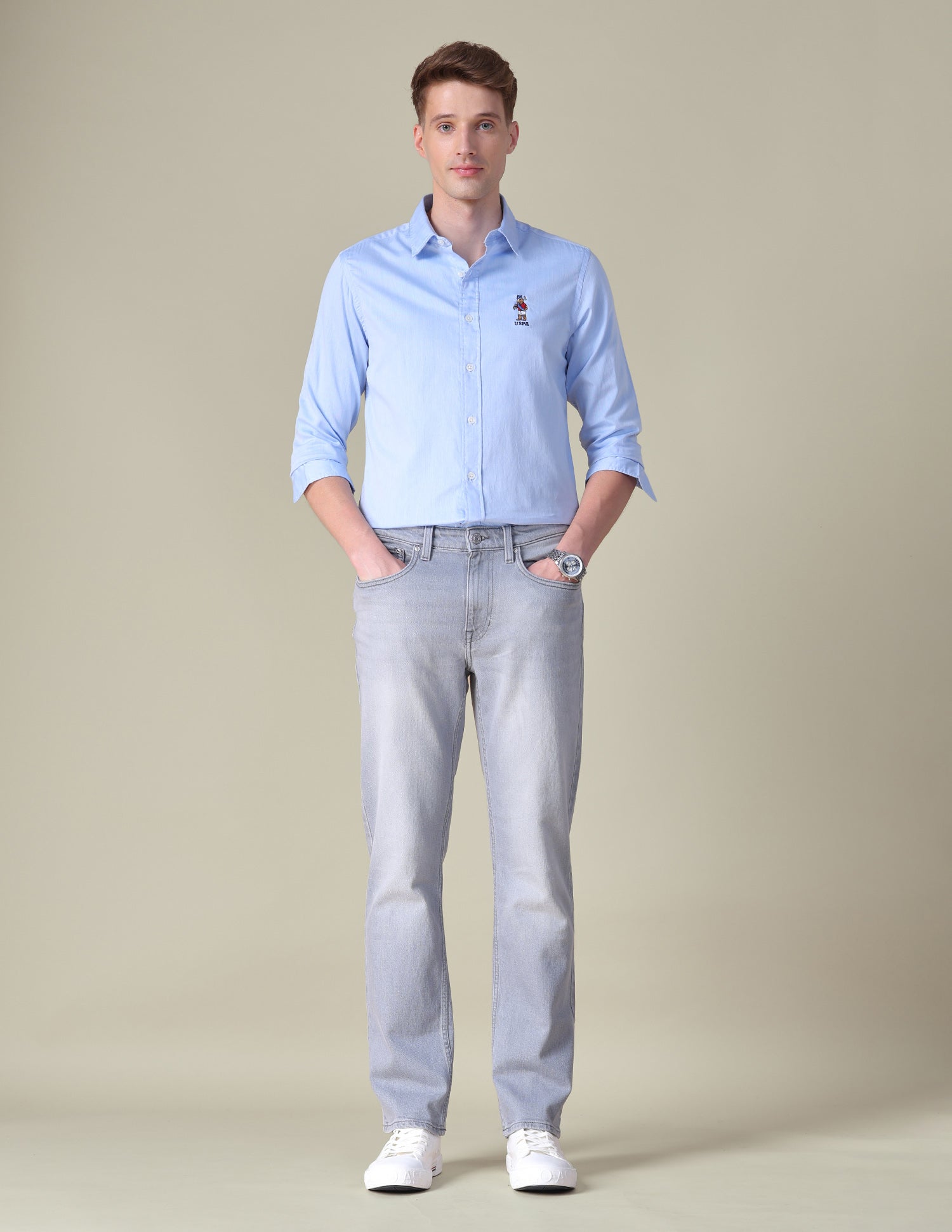 Twill Tailored Fit Shirt Blue - U.S. POLO ASSN. | Large