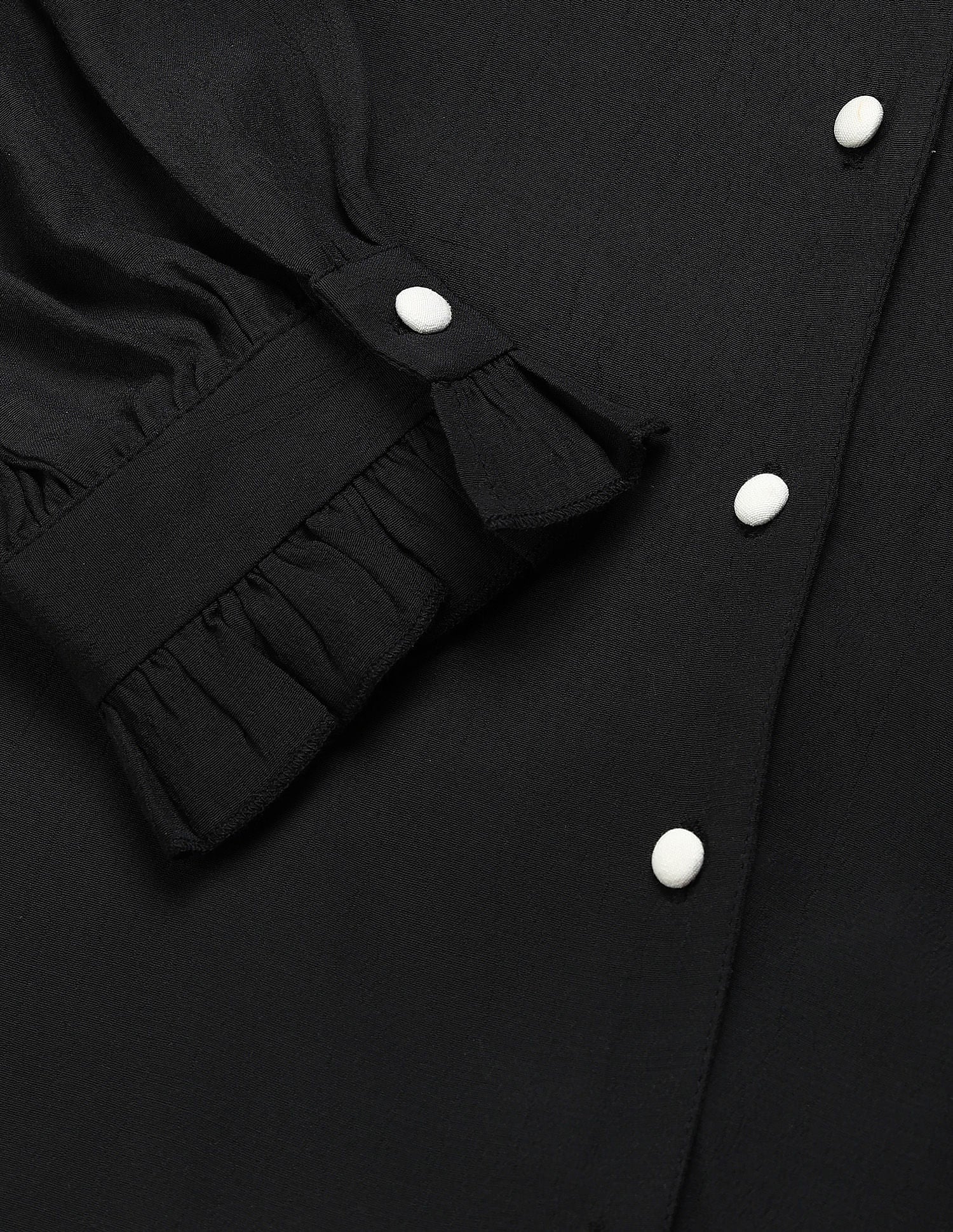 Ruffle Neck Regular Fit Top Black - U.S. POLO ASSN. | Large