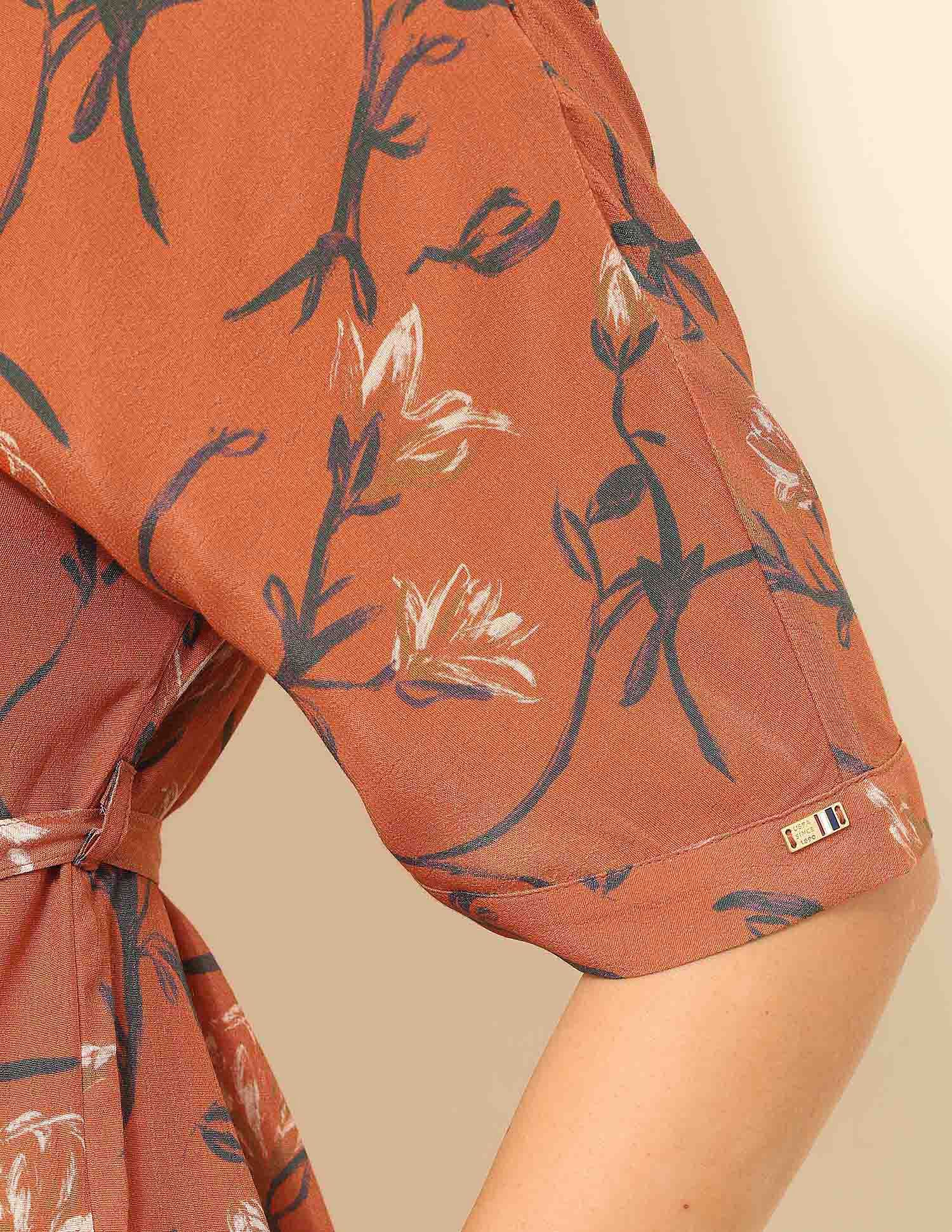 Floral Printed Fit & Flare Midi Dress Multicolour - U.S. Polo Assn. India | Large