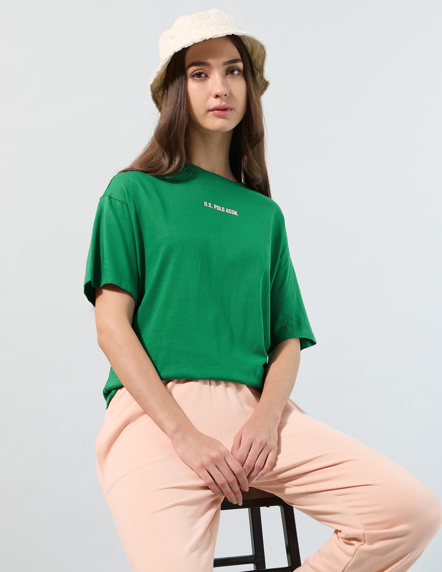 Brand Printed Boyfriend Fit T-Shirt Bright Green - U.S. POLO ASSN. | Large