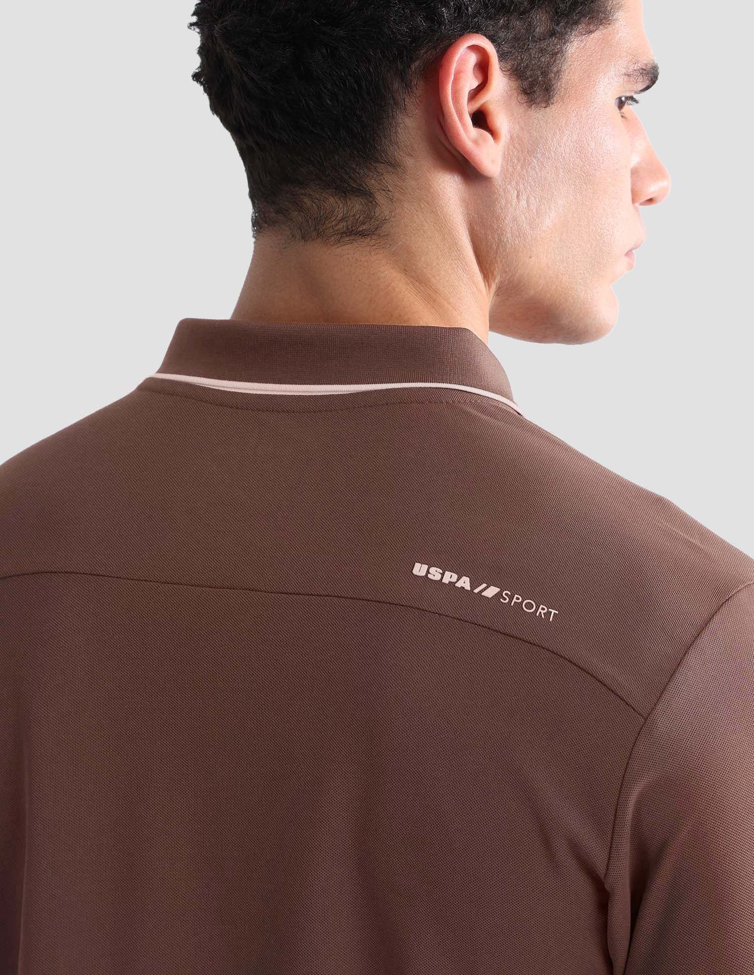 Solid Slim Fit Active Polo Shirt Brown - U.S. POLO ASSN. | Large