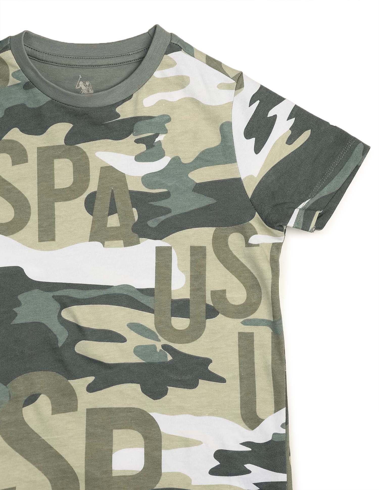 Boys Camouflage Printed Regular Fit T Shirt Olive - U.S. POLO ASSN. | Large
