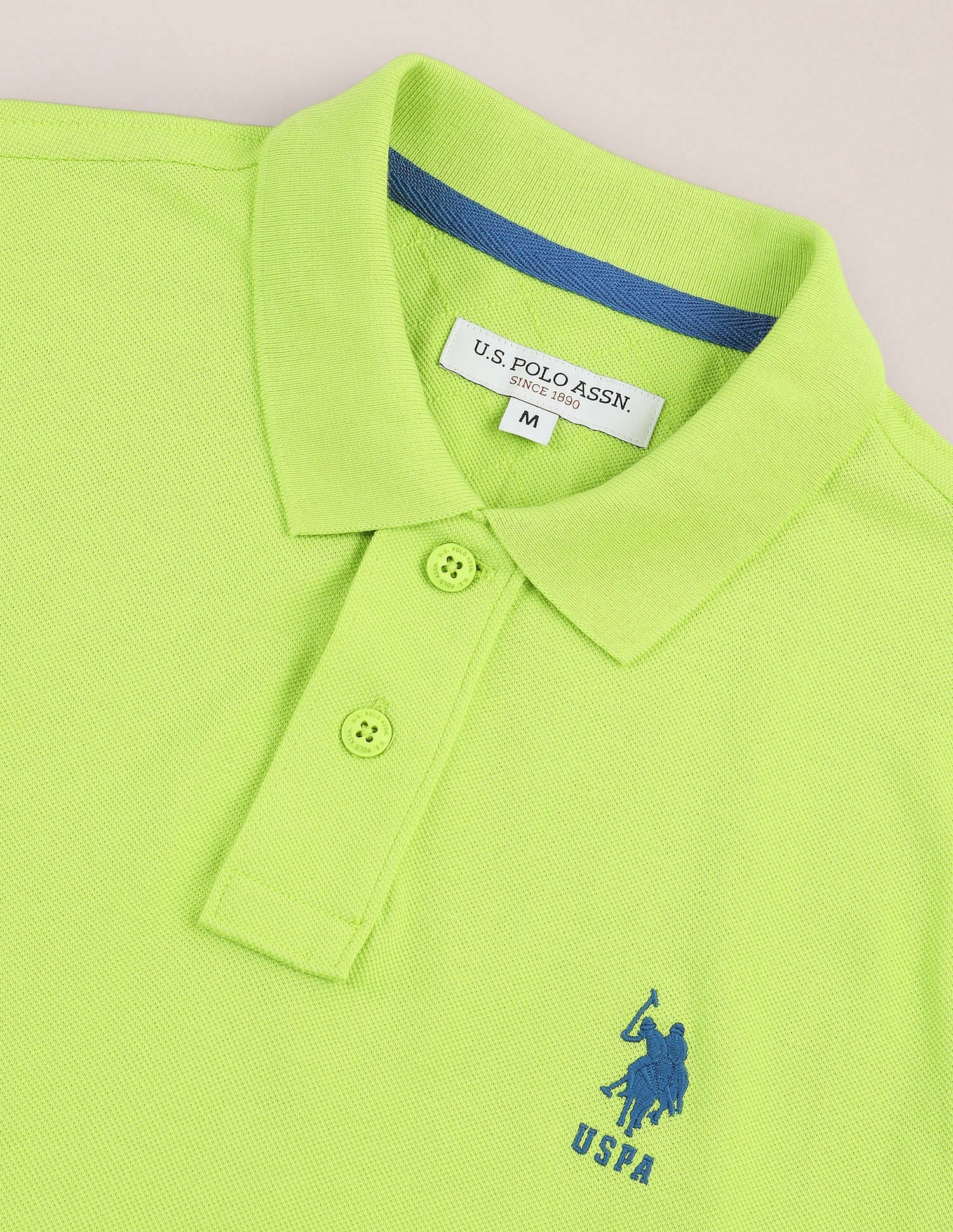 Solid Slim Fit Polo Shirt Green - U.S. Polo Assn. India | Large