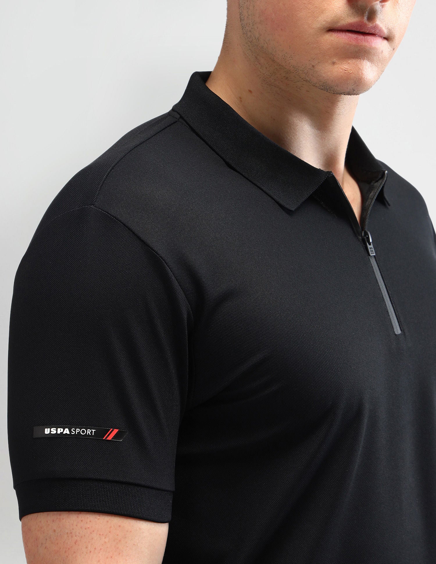 Slim Fit Solid Polo Shirt Black - U.S. Polo Assn. India | Large