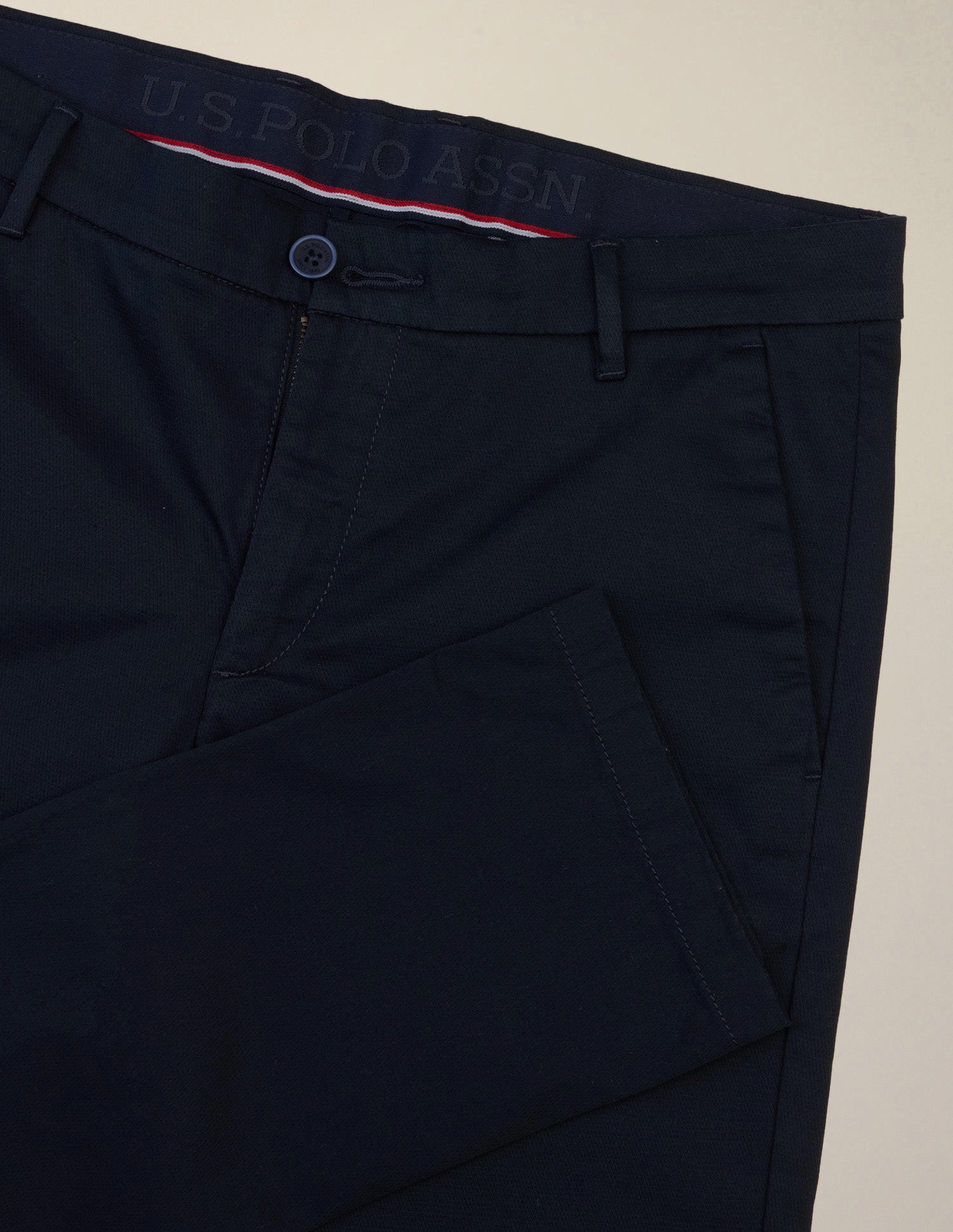 Denver Slim Fit Dobby Trousers Navy - U.S. Polo Assn. India | Large