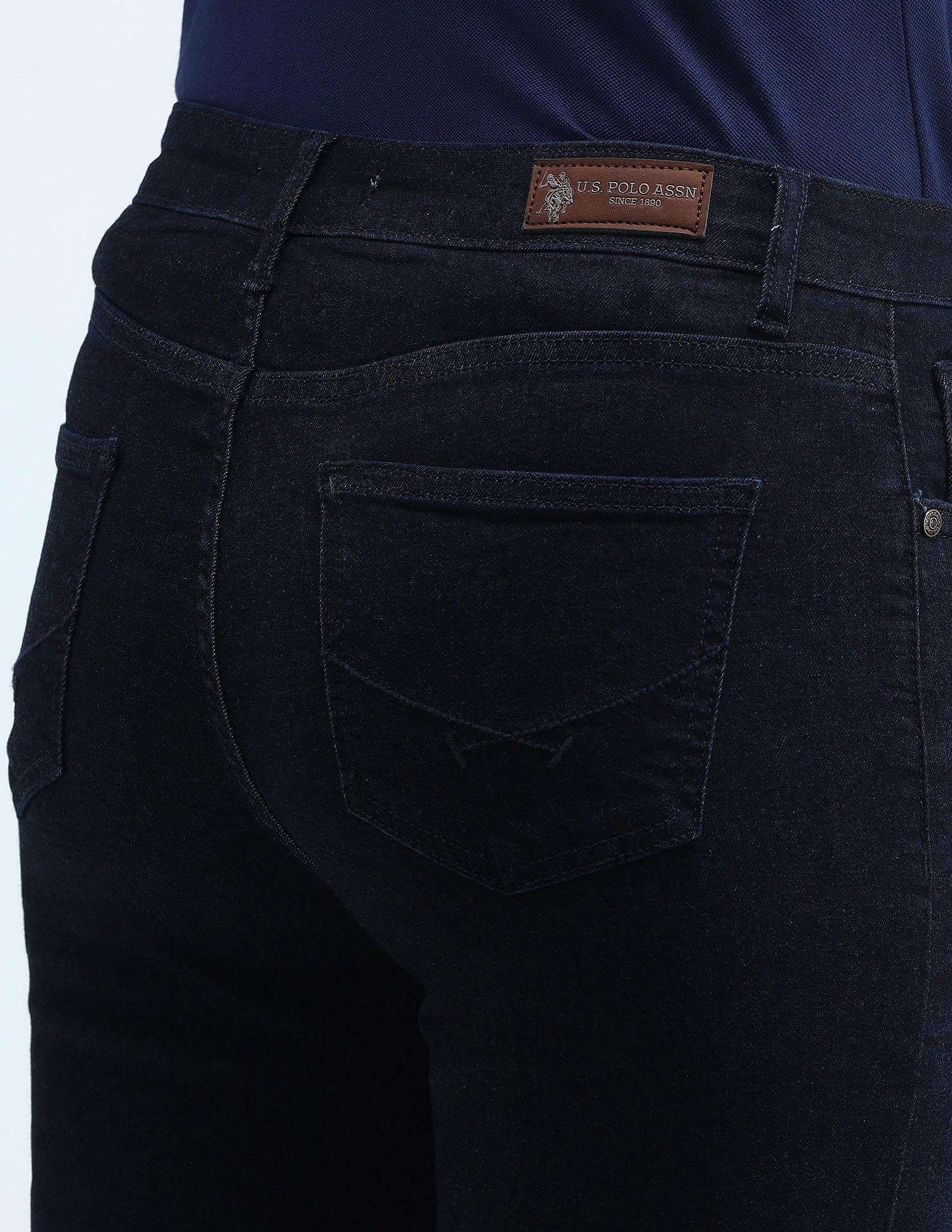 High Rise Straight Fit Jeans Dark Blue - U.S. Polo Assn. India | Large