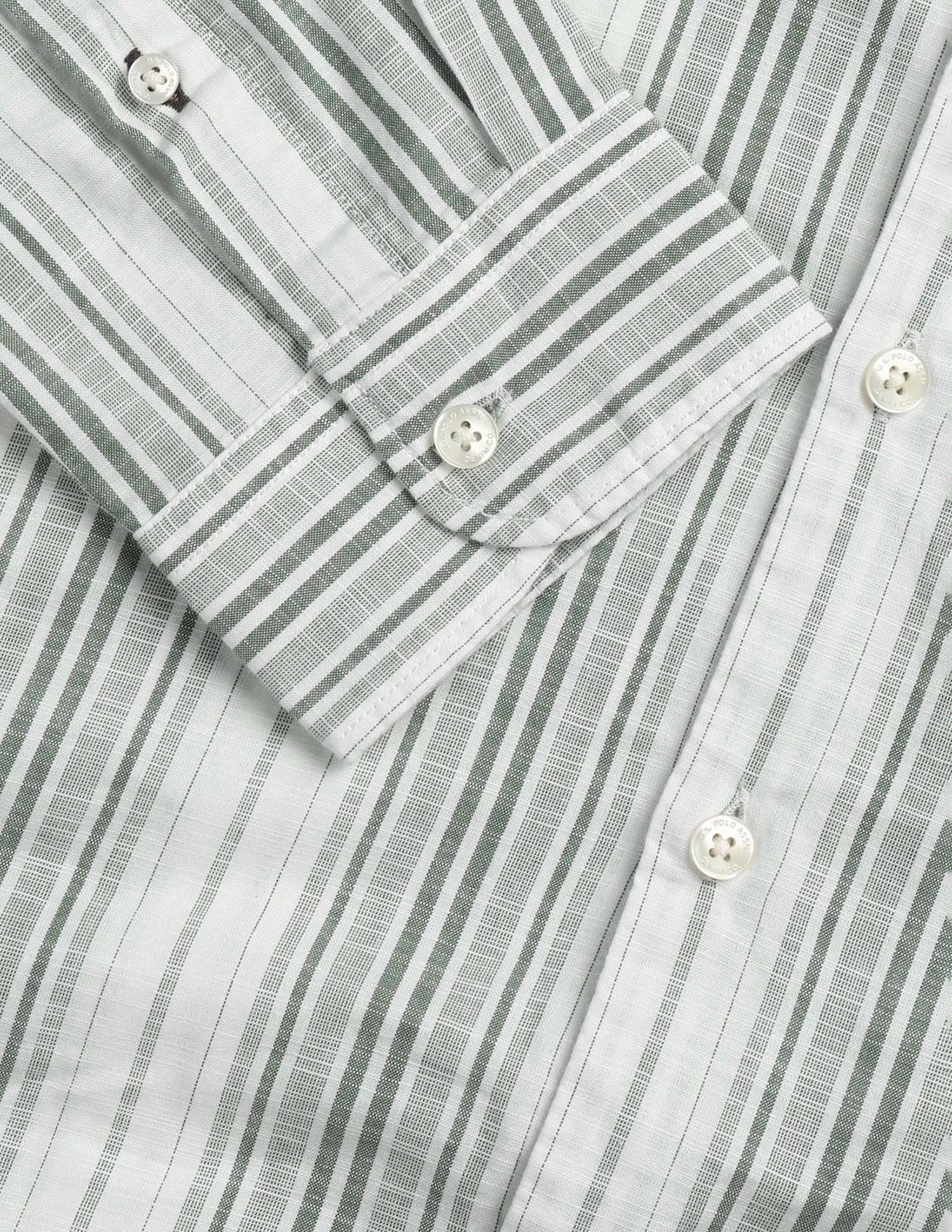 Vertical Striped Regular Fit Shirt Light Green - U.S. Polo Assn. India | Large