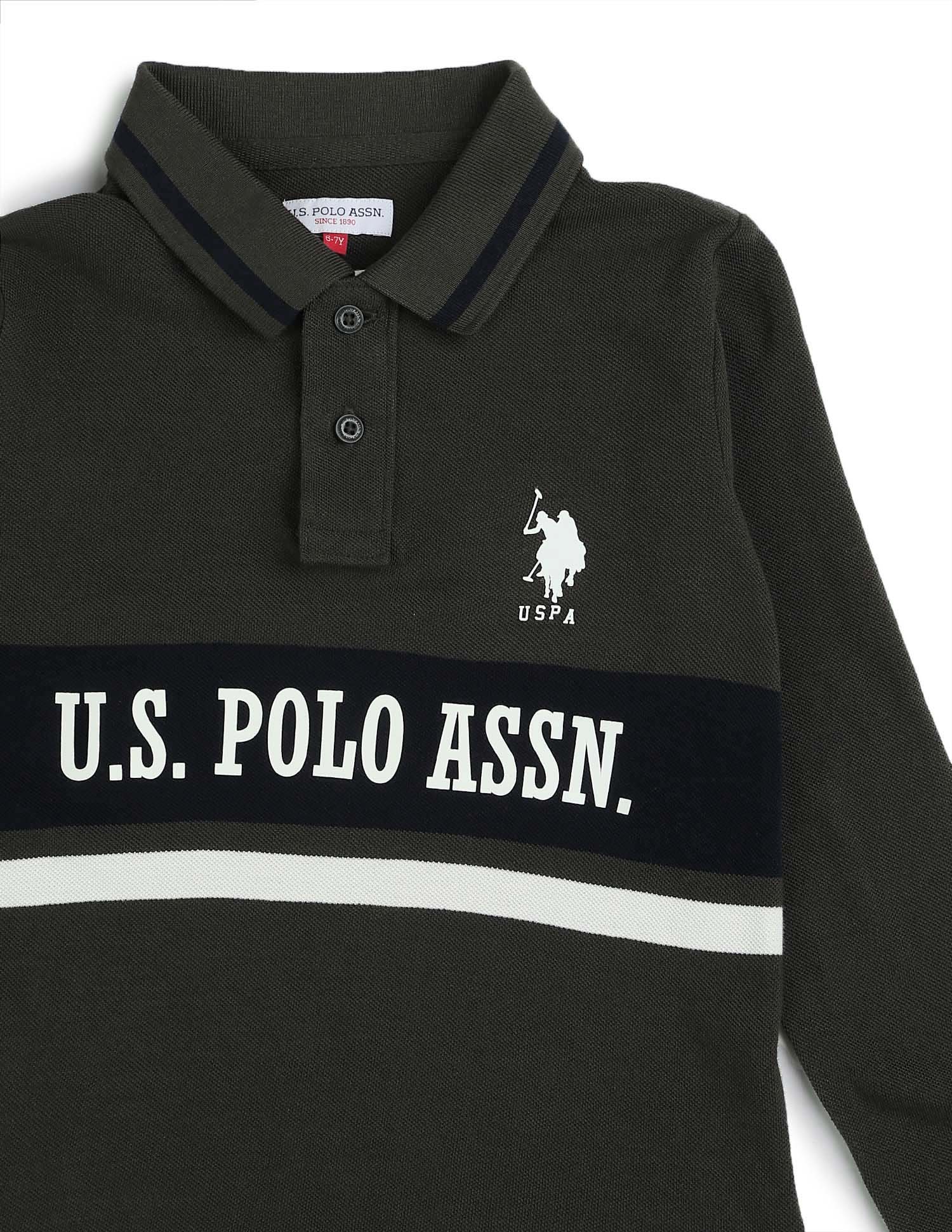Boys Brand Printed Regular Fit Polo Shirt Olive - U.S. POLO ASSN. | Large