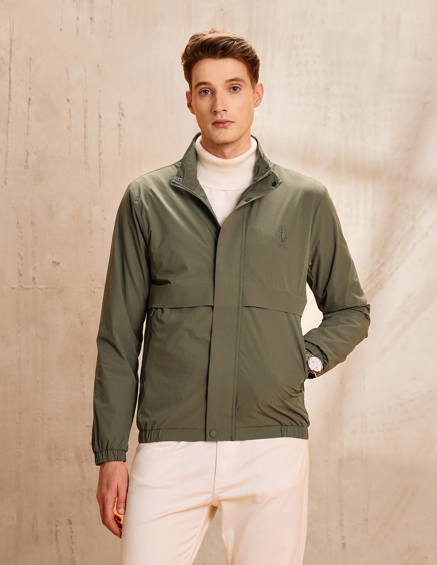 Detachable Hood Legend Of Horseshoe Jacket Olive - U.S. POLO ASSN. | Large