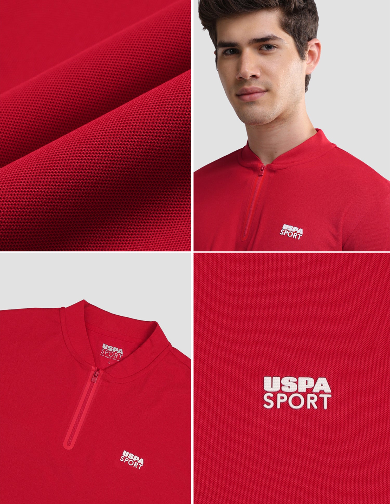 Solid Slim Fit Active Polo Shirt Red - U.S. Polo Assn. India | Large