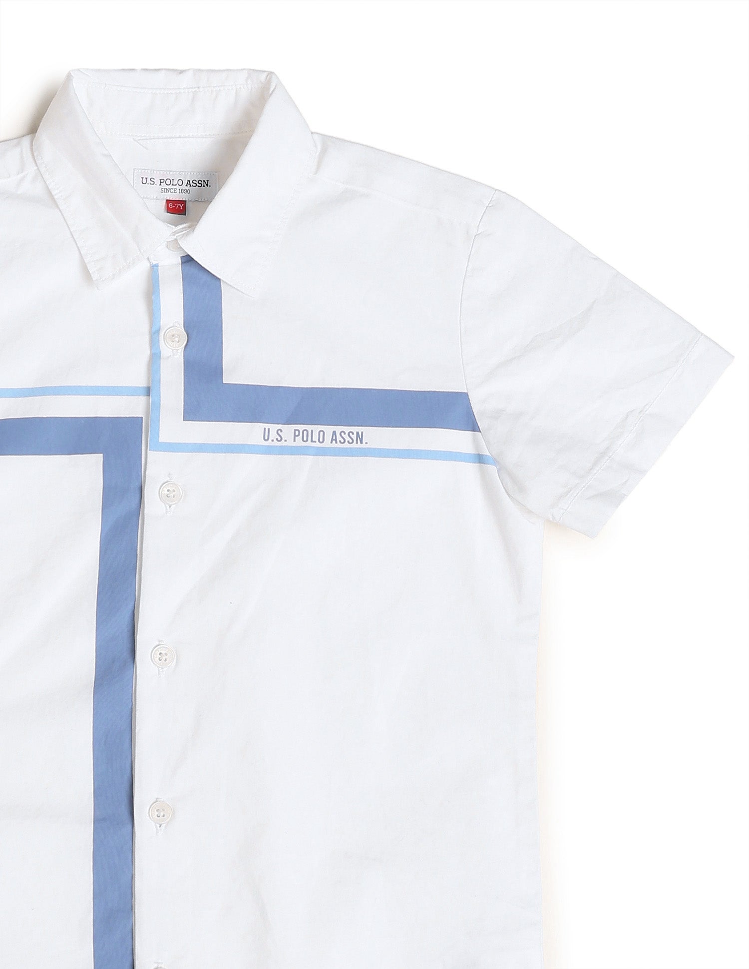 Boys Geometric Printed Regular Fit Shirt White - U.S. POLO ASSN. | Large