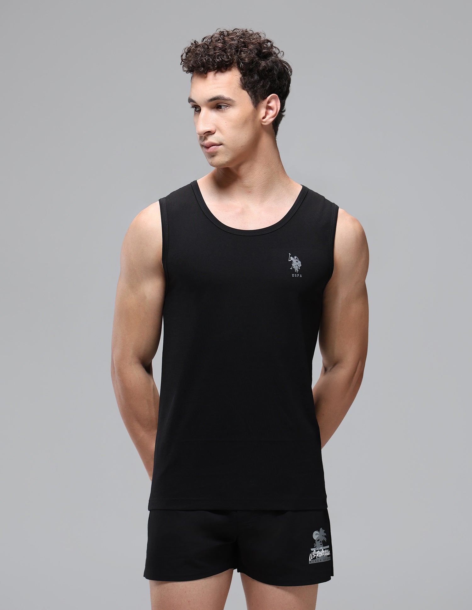 Anti Microbial Pure Cotton OEV08 Vest - Pack Of 2 Black/Rust - U.S. Polo Assn. India | Large