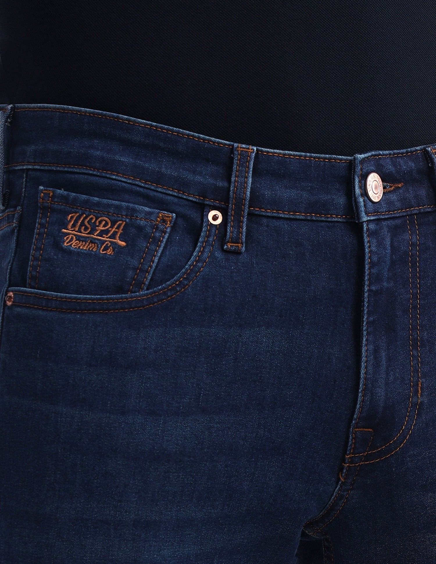 Brandon Slim Tapered Fit Blue Jeans Dark Blue - U.S. Polo Assn. India | Large