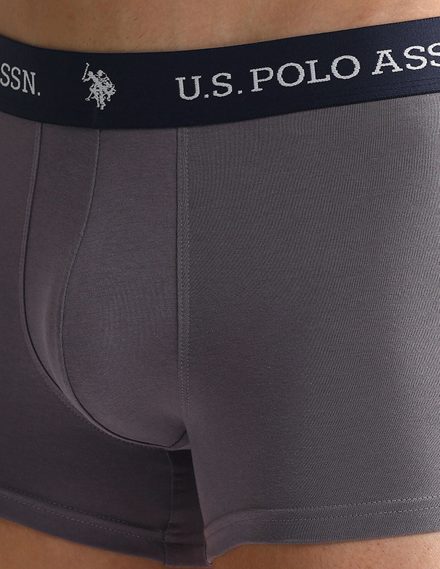 Elastic Waistband Ribbed OET08 Trunks - Pack Of 3 Grey, White, and Yellow - U.S. POLO ASSN. | Large